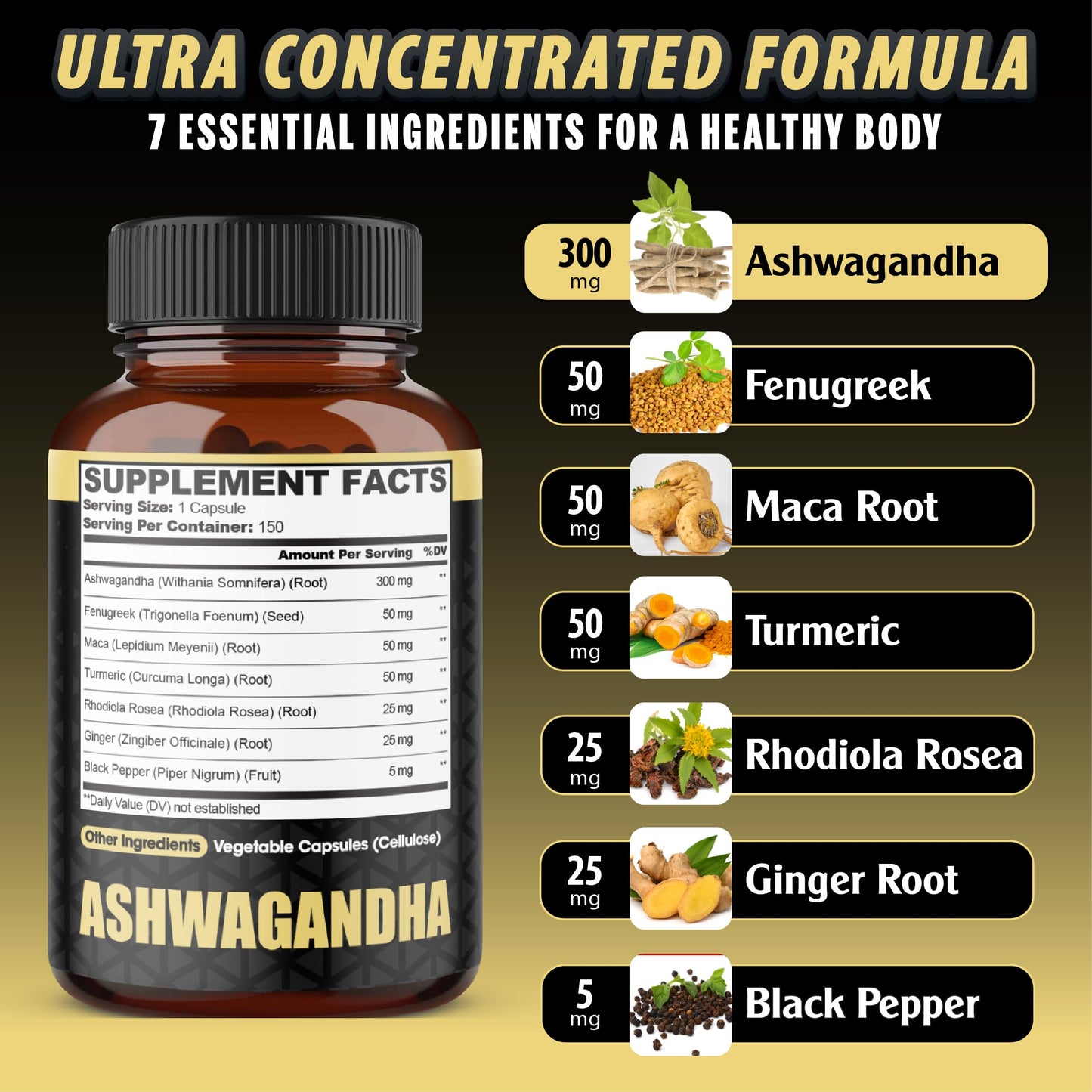Agobi Ashwagandha Extract Capsules, 150 Count