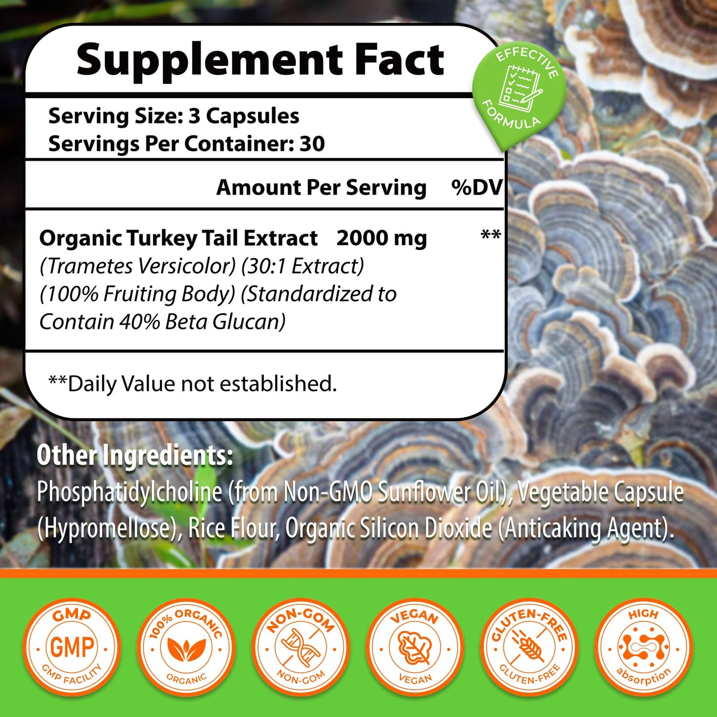 Qazwer Liposomal Turkey Tail Mushroom Capsules 90 Count