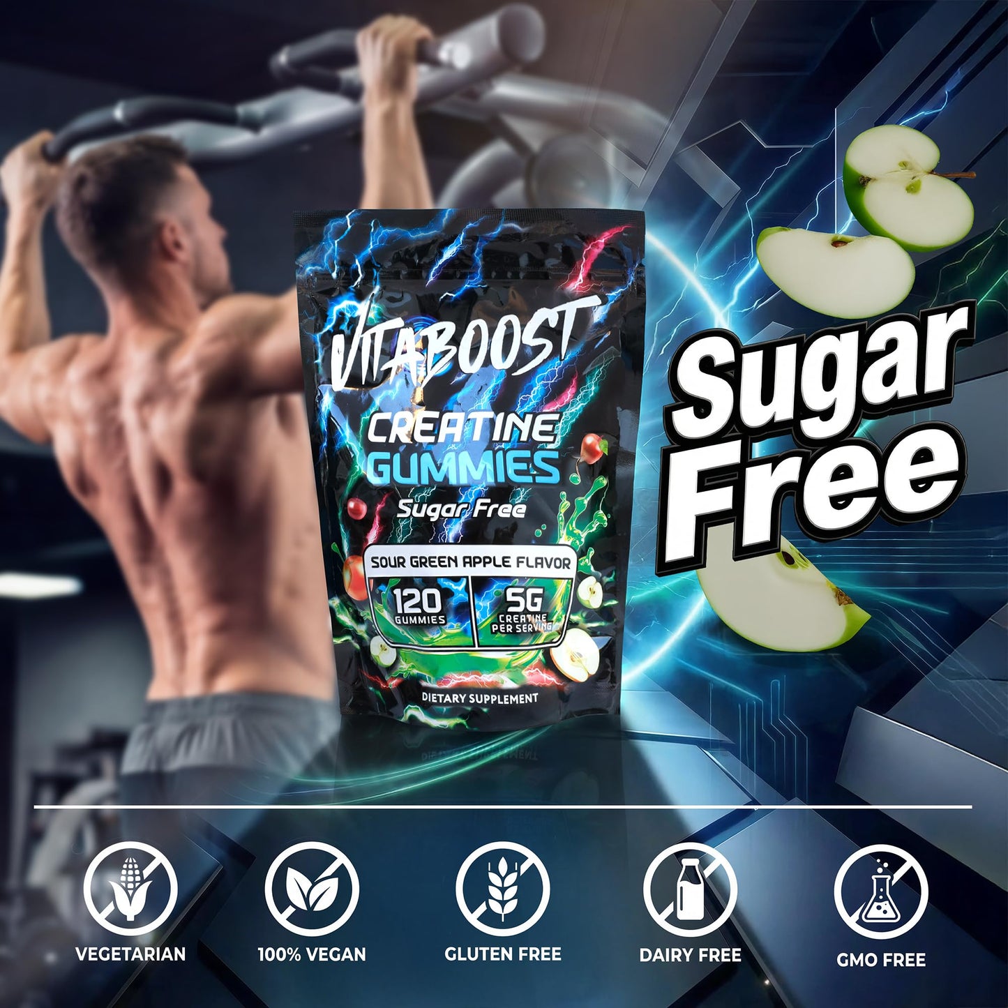 VitaBoost Creatine Monohydrate Gummies, Chewable, 120 Gummies