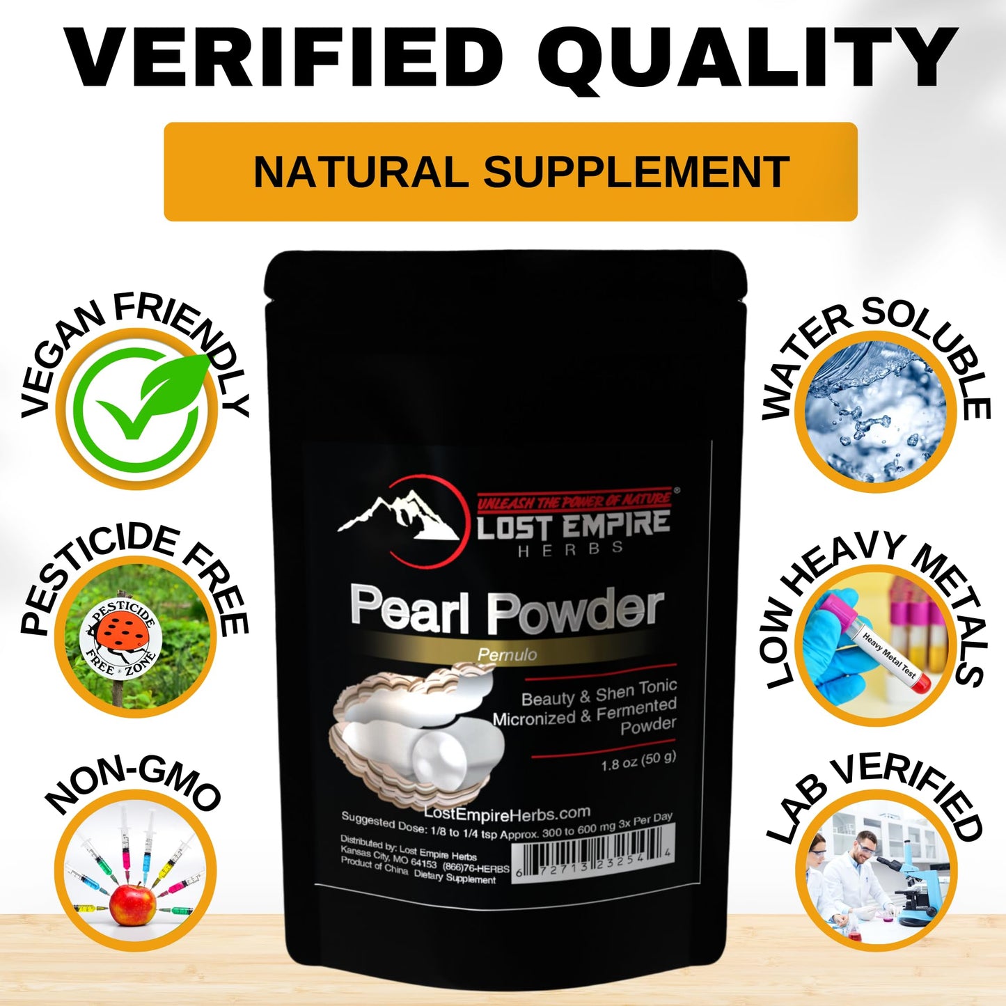 Lost Empire Herbs Pearl Powder Micronized & Fermented Powder 1.7637 Ounce