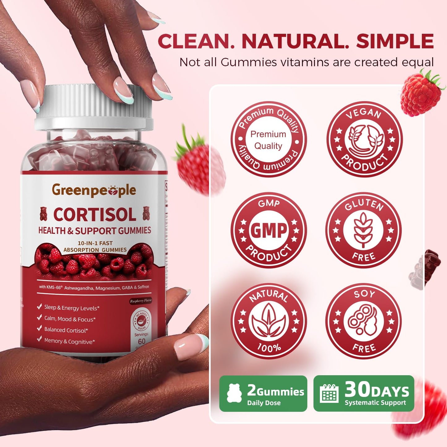 GREENPEOPLE Cortisol Reducer Gummies 60 Count