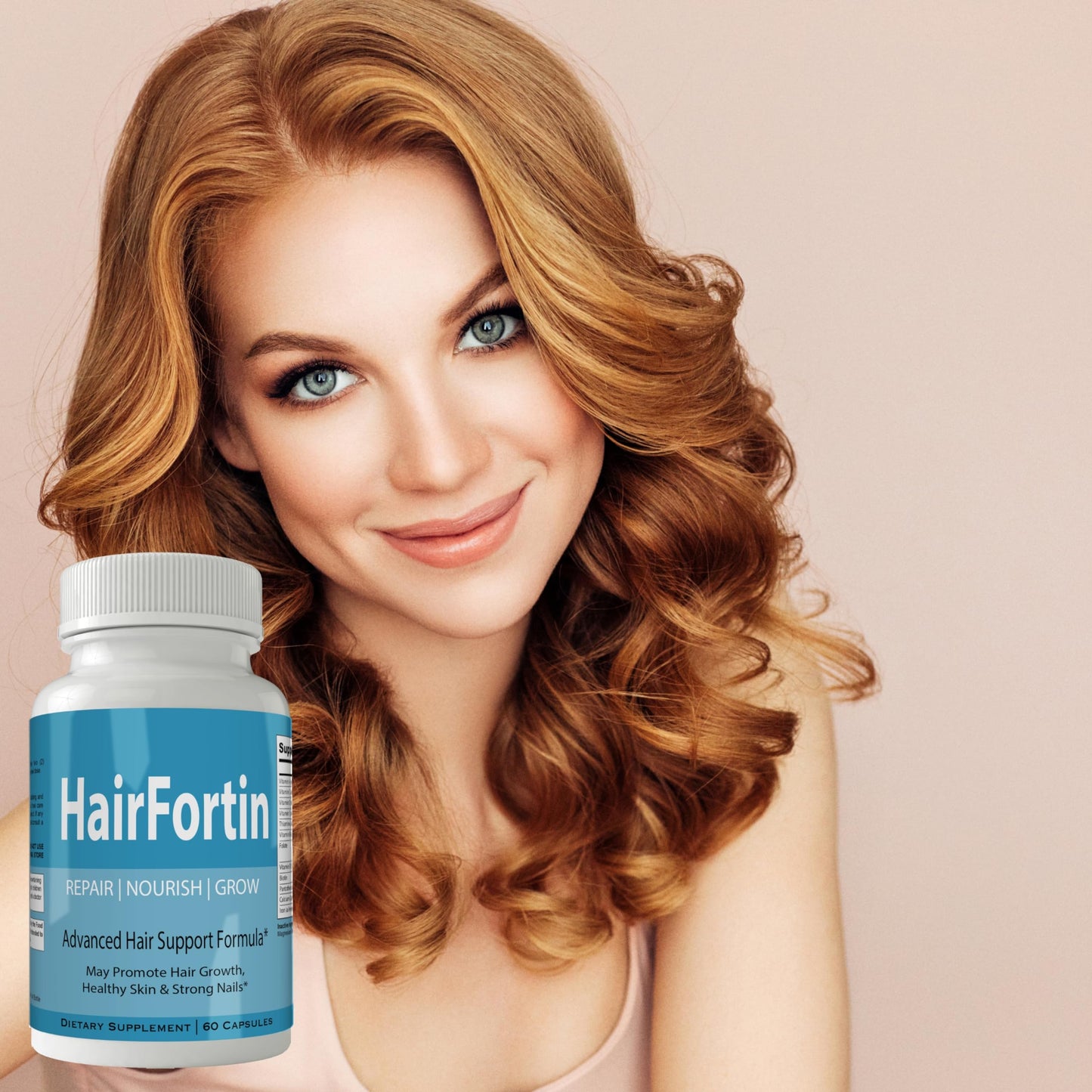 nutra4health LLC Hairfortin Advanced Hair Growth Vitamins and Minerals - Extra Strength Formula for Hair, Skin, and Nails with Biotin - Gluten Free, 60 Capsules