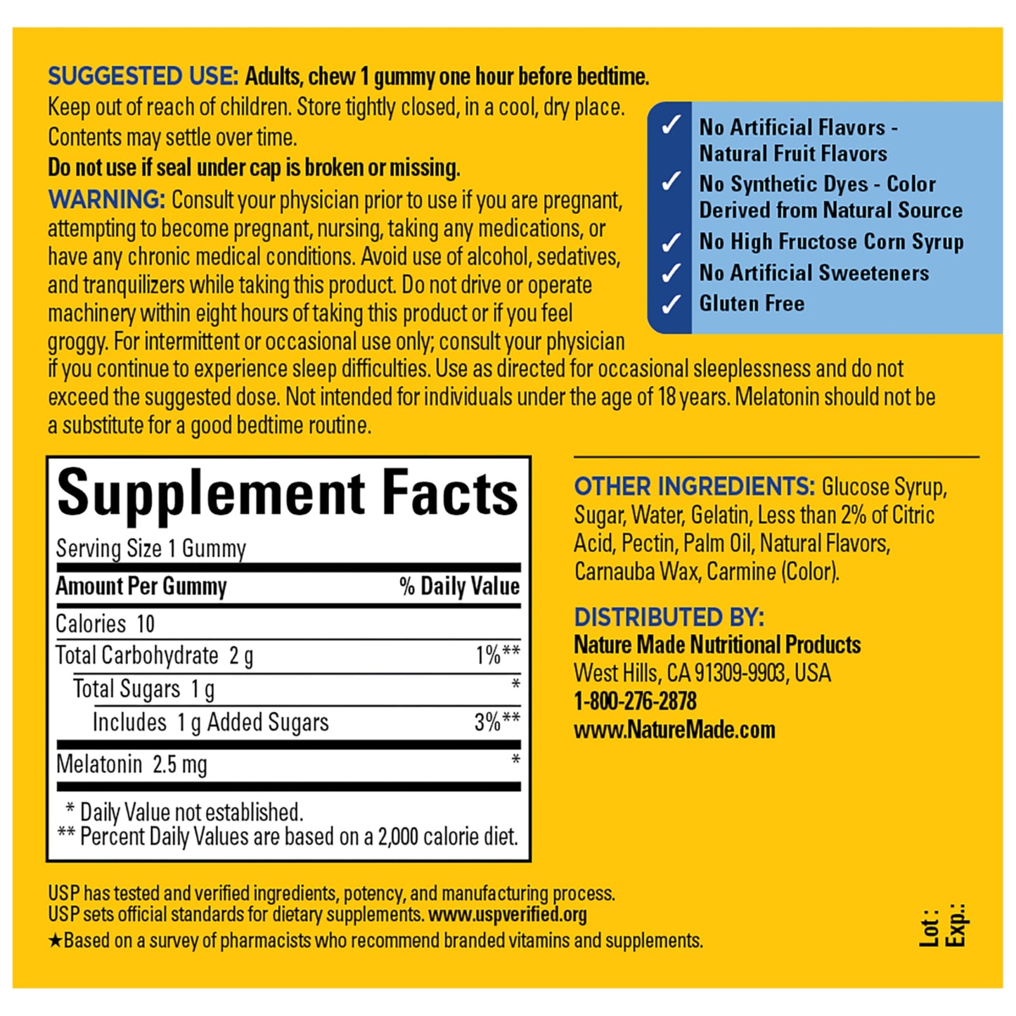 Nature Made Melatonin Gummies 2.5 mg, 80 Count
