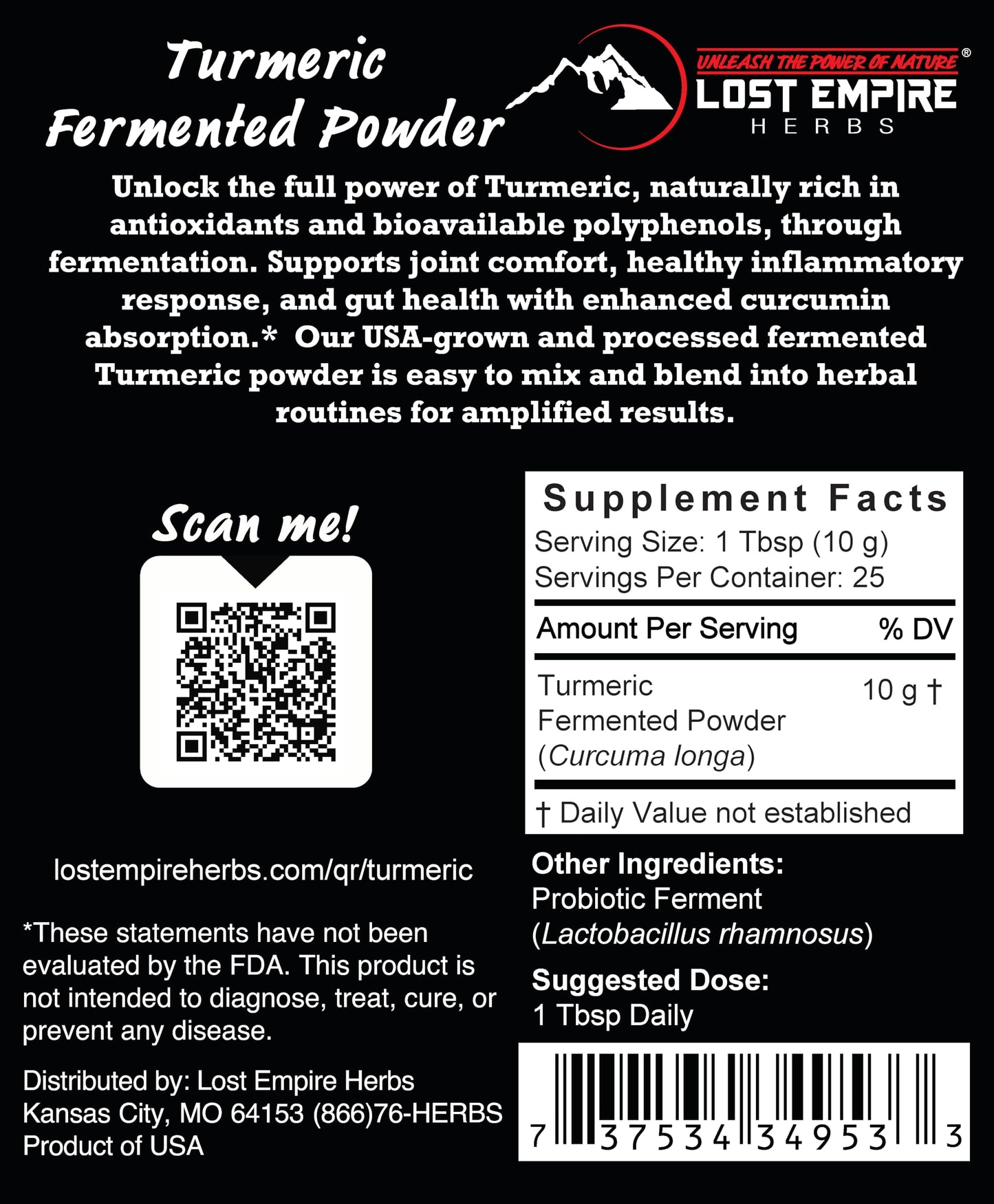 Lost Empire Herbs Fermented Turmeric Powder 8.82 oz