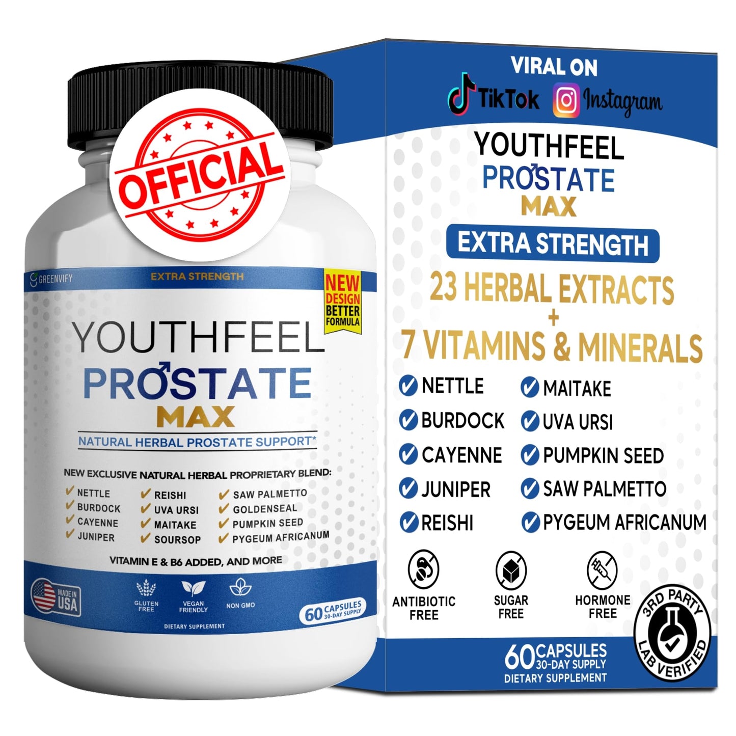 GREENVIFY Youthfeel Prostate Max Natural Herbal Support Supplement 60 Capsules