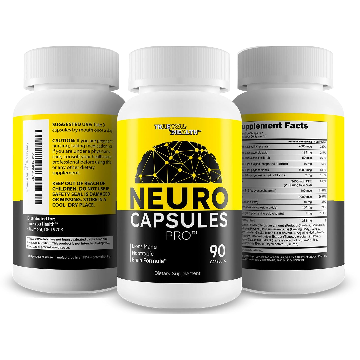 True You Health Neuro Capsules Pro Brain Flow Capsule 90 Count