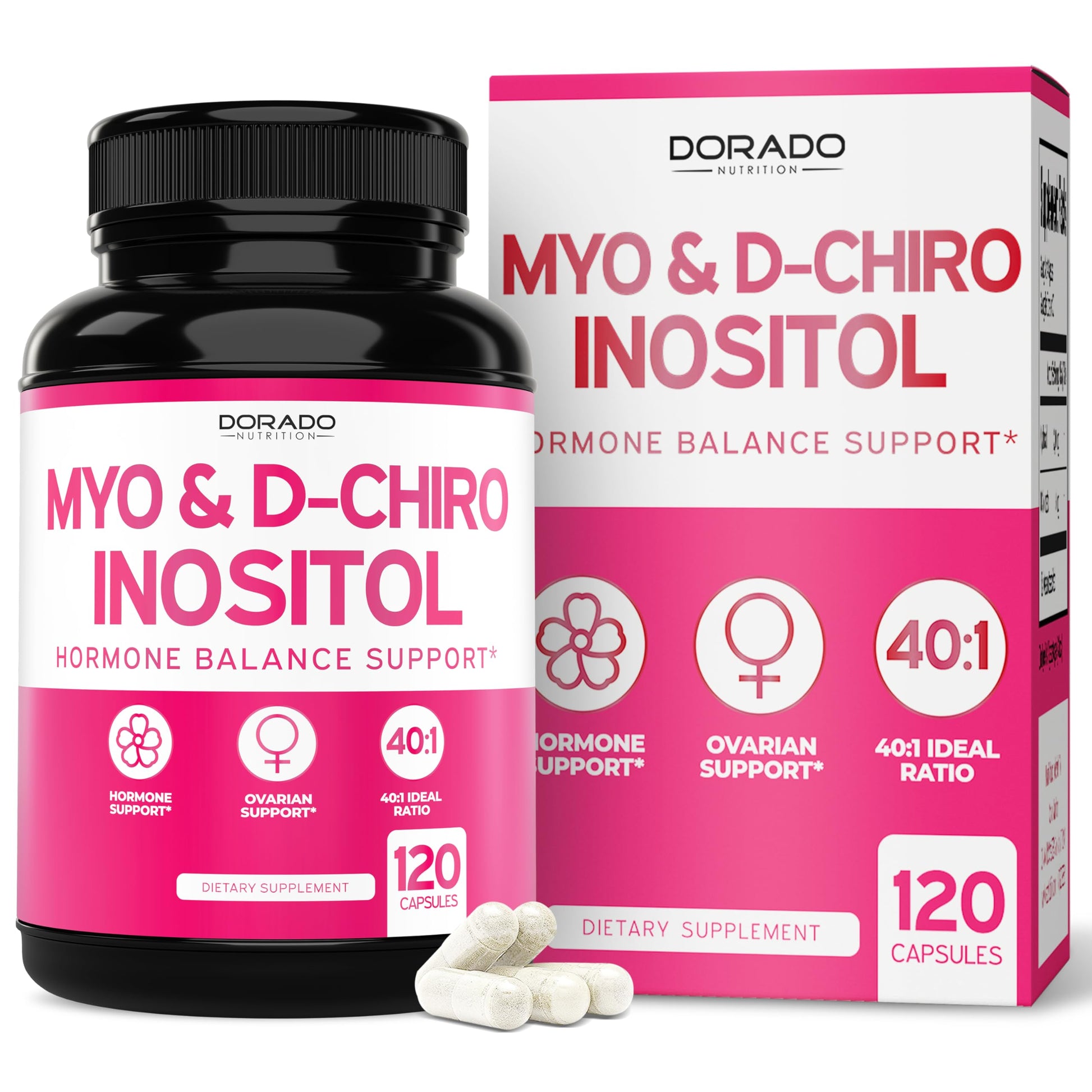 DORADO NUTRITION Myo-Inositol & D-Chiro Inositol Supplement For Women Capsules, 120 Count