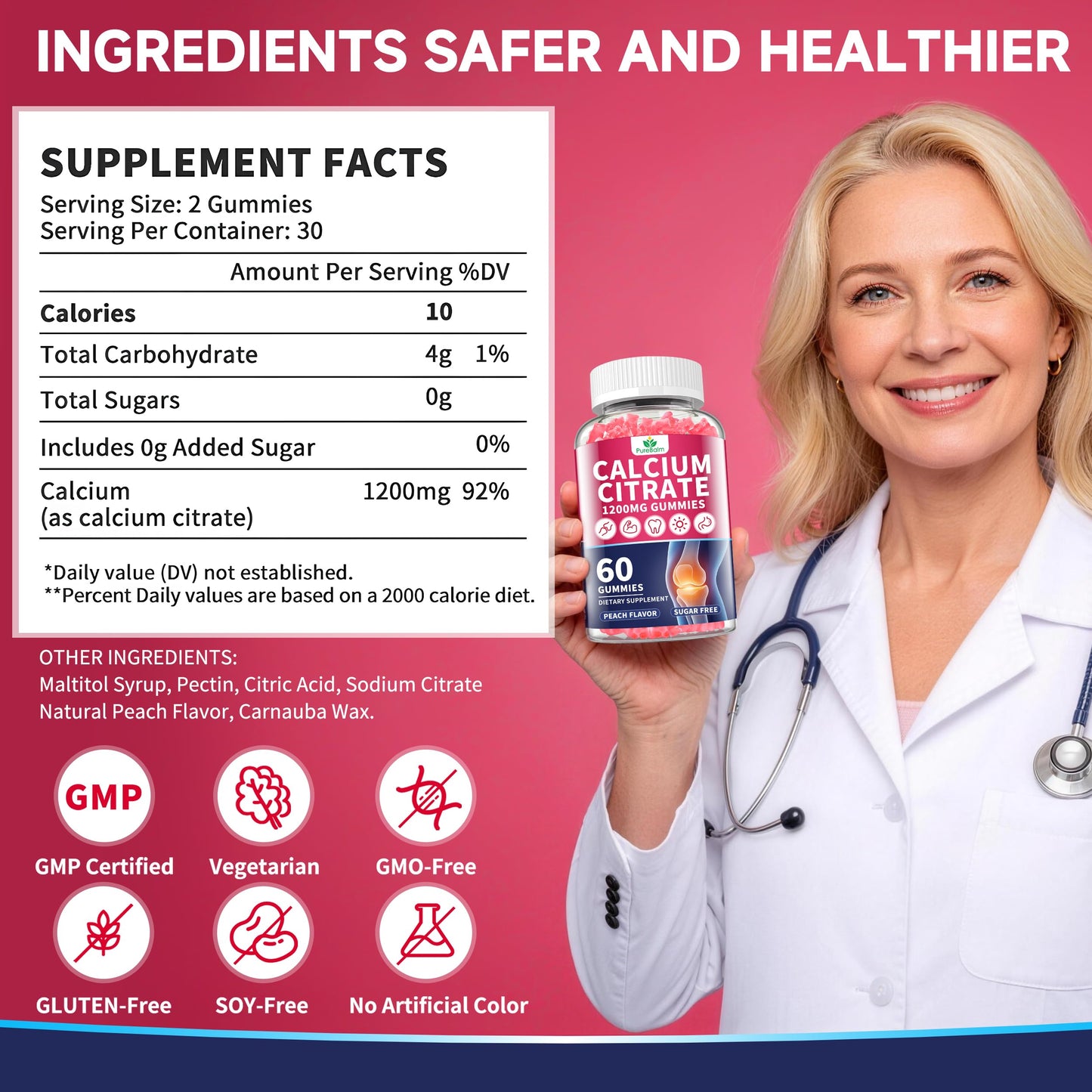 PureBalm Calcium Citrate 1200mg Gummies, 180 Count