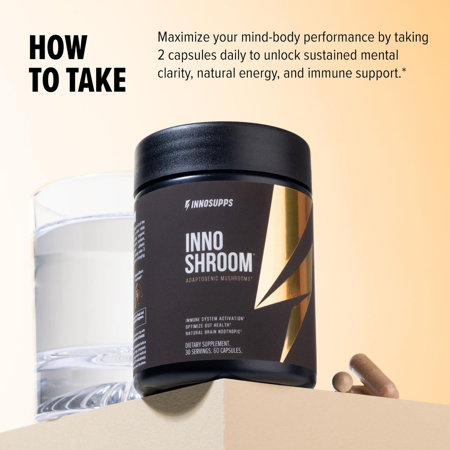 InnoSupps Inno Shroom Organic Mushroom Supplement Capsules 90 Count