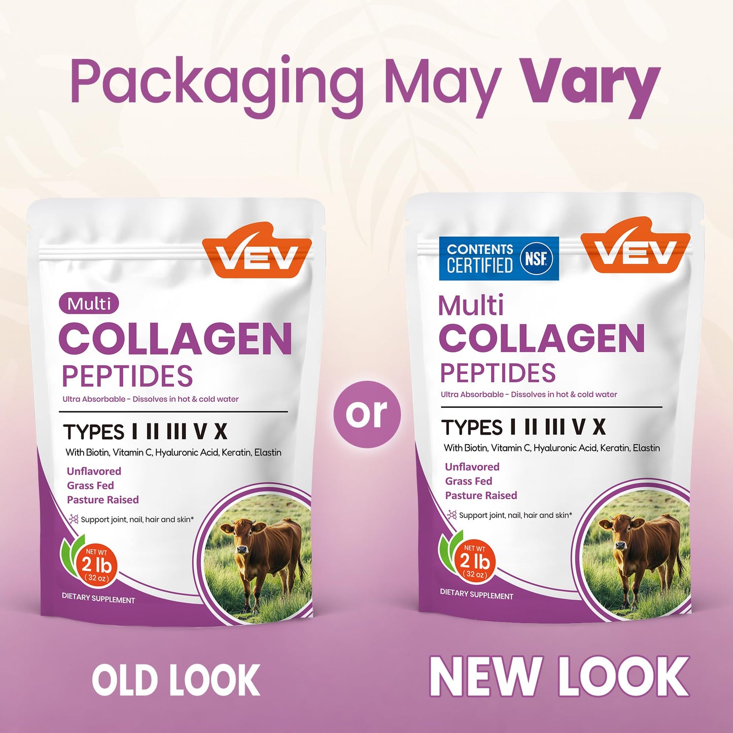 VEV Multi Collagen Peptides Powder Types I, II, III, V & X 32
