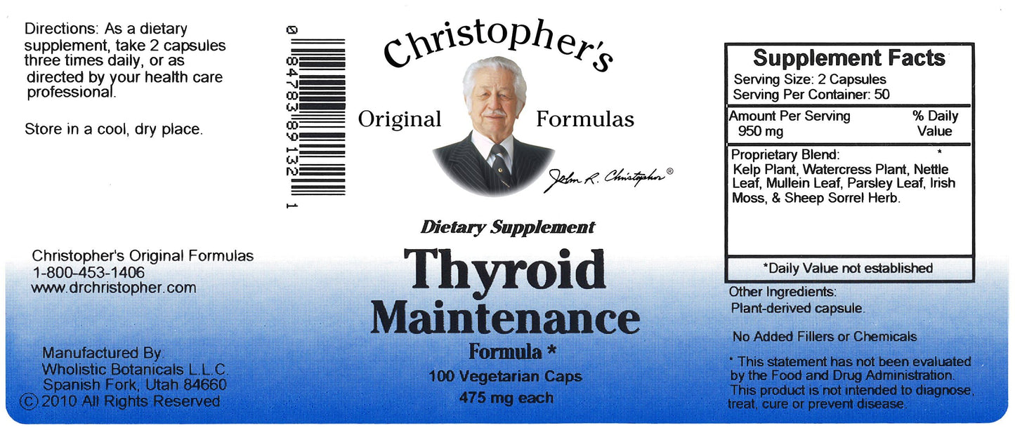 Christopher's Original Formulas Thyroid Maintenance Formula Capsule 100 Count
