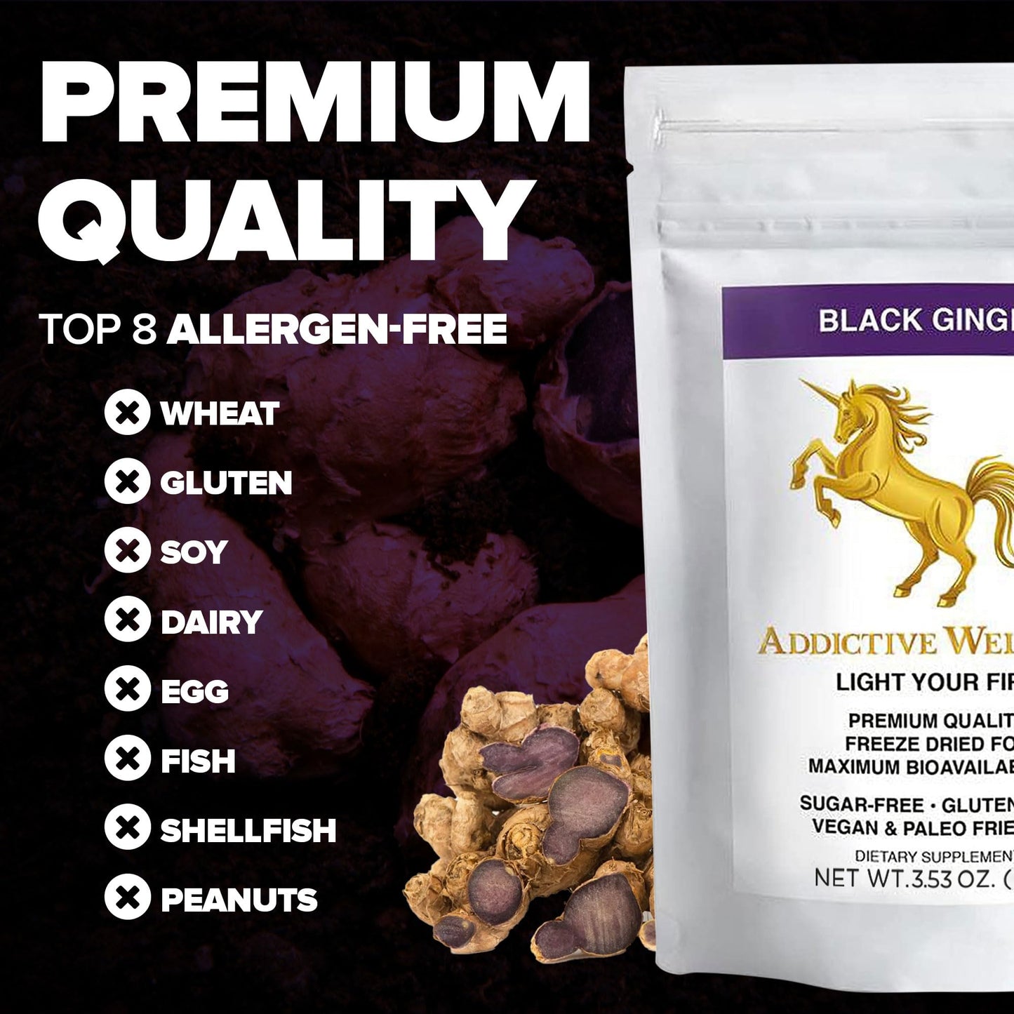 Addictive Wellness Thai Black Ginger for Men Powder 3.5 Ounce