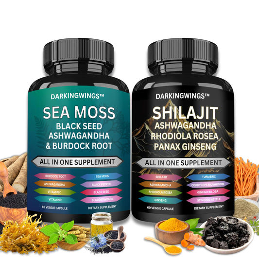 Darkingwings Shilajit and Sea Moss Combo Capsules, 60 Capsules