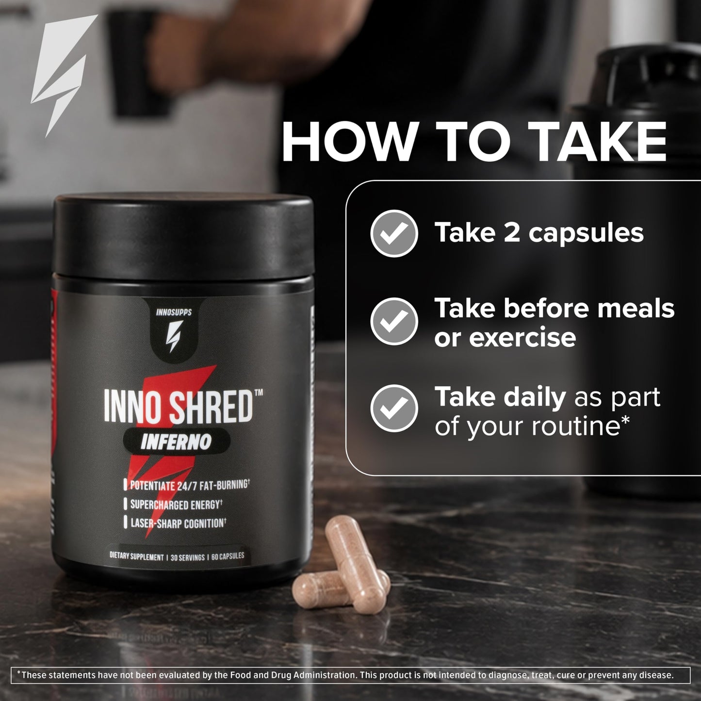 InnoSupps Inno Shred Inferno Thermogenic Fat Burner for Men & Women Capsules, 60 Count