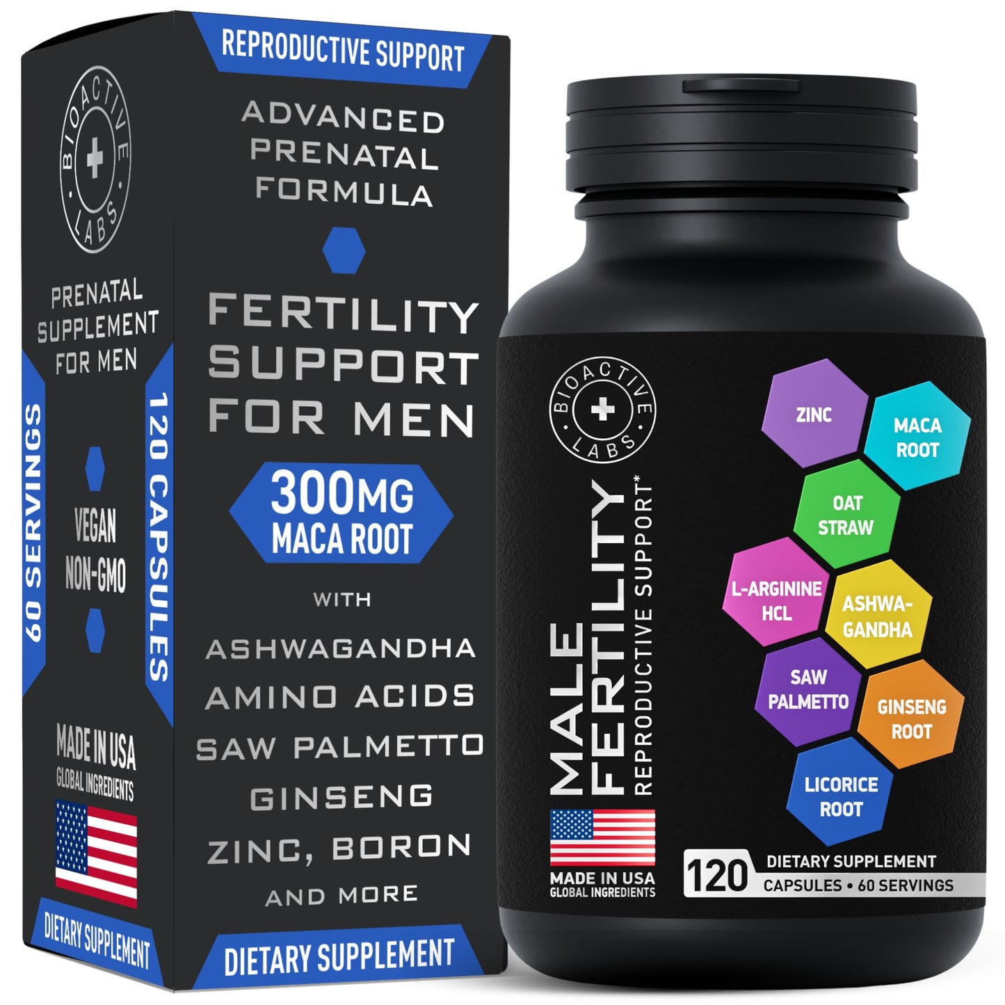 BIOACTIVE LABS Male Fertility Support Supplement Capsules, 120 Count