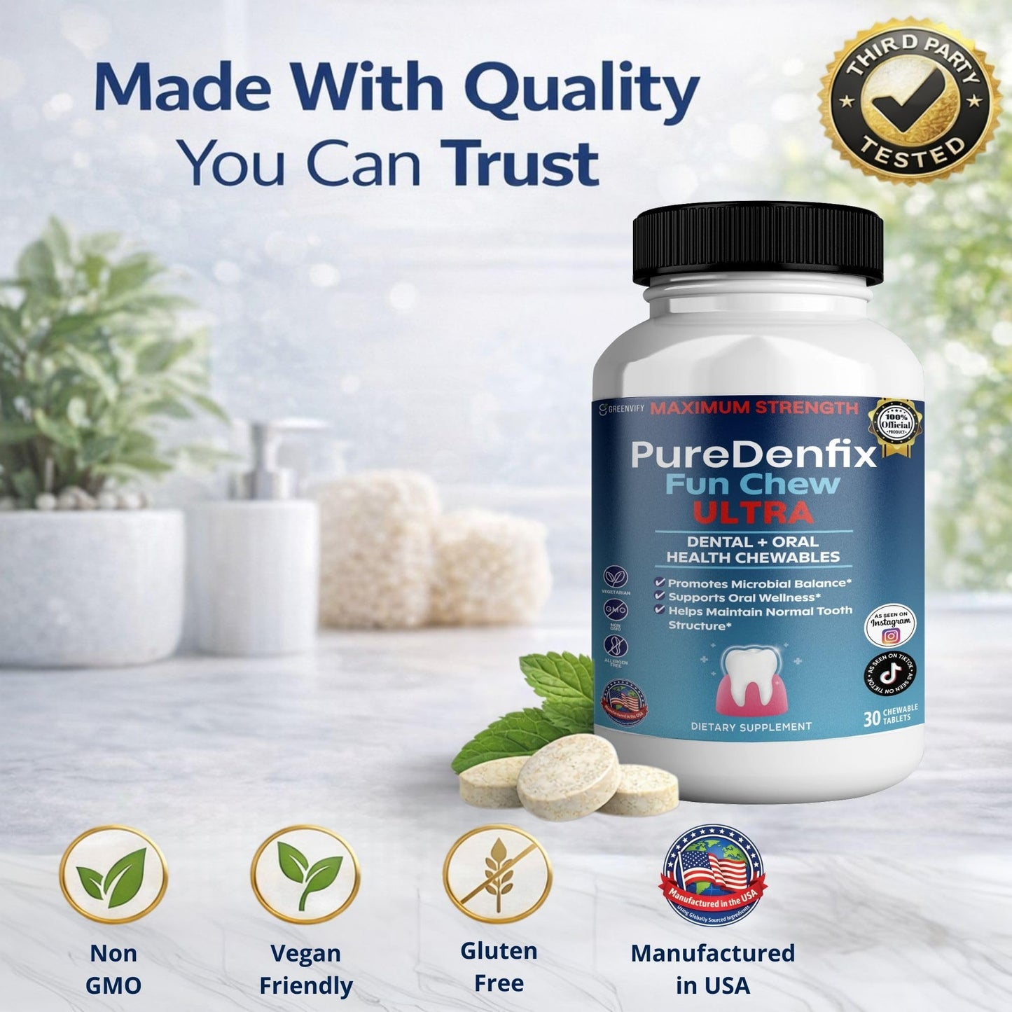 GREENVIFY PureDenfix Fun Chew Ultra Dental + Oral Health Chewables Capsule 60 Capsules