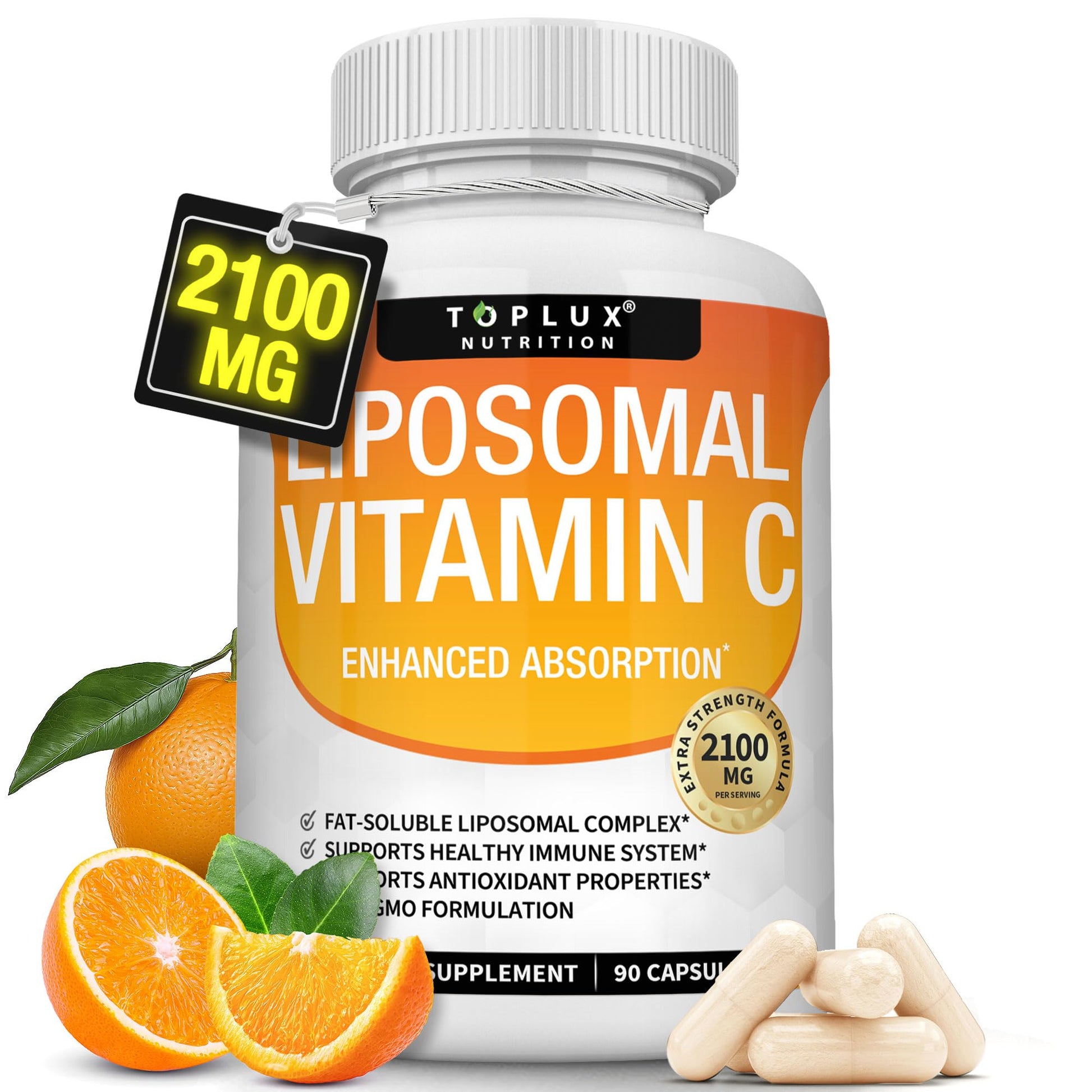 Toplux Liposomal Vitamin C 2100mg High Absorption Capsules, 90 Count
