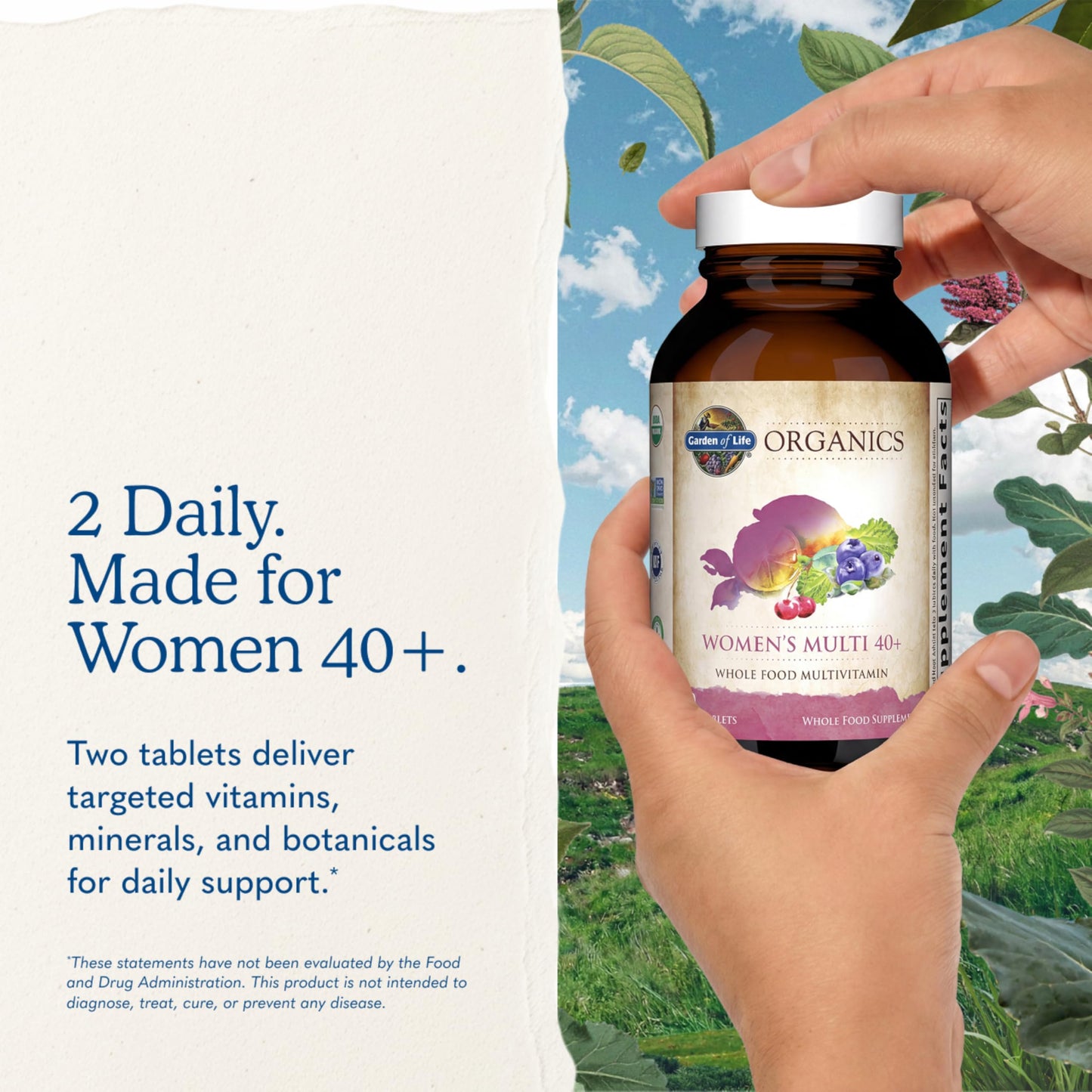Garden of Life Caplets Multivitamin for Women 40 Plus, Organics Womens Vitamins, Hormone & Breast Health Support Blend, Vegan, 120 Caplets
