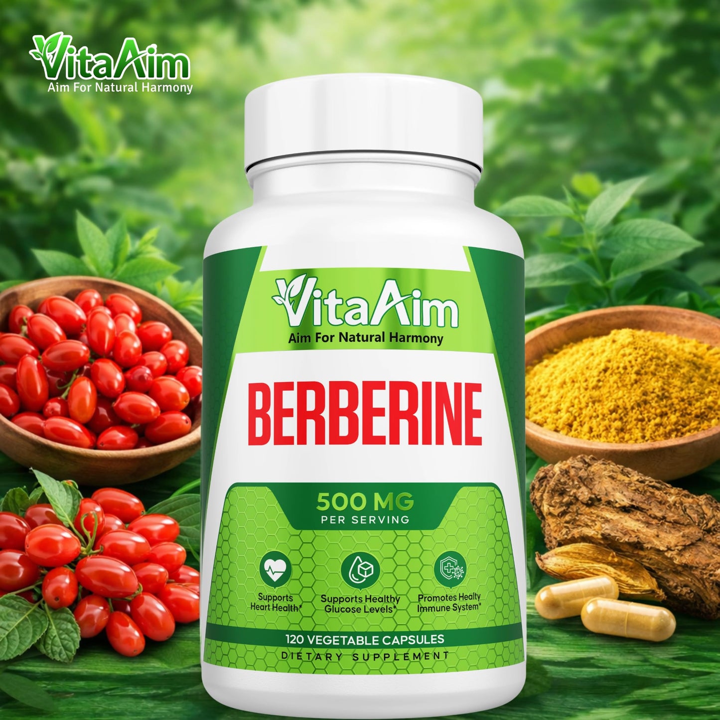VitaAim Berberine HCl 500mg Vegan Capsules 120