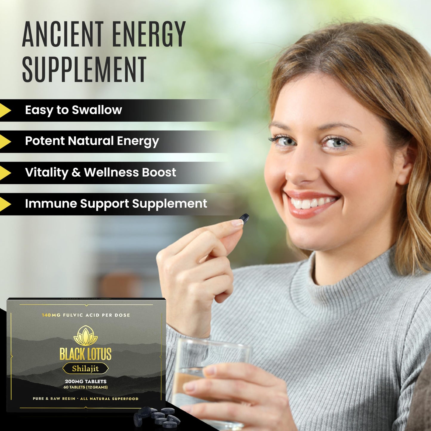 Black Lotus Shilajit Shilajit Resin Tablets, 60 Tablets