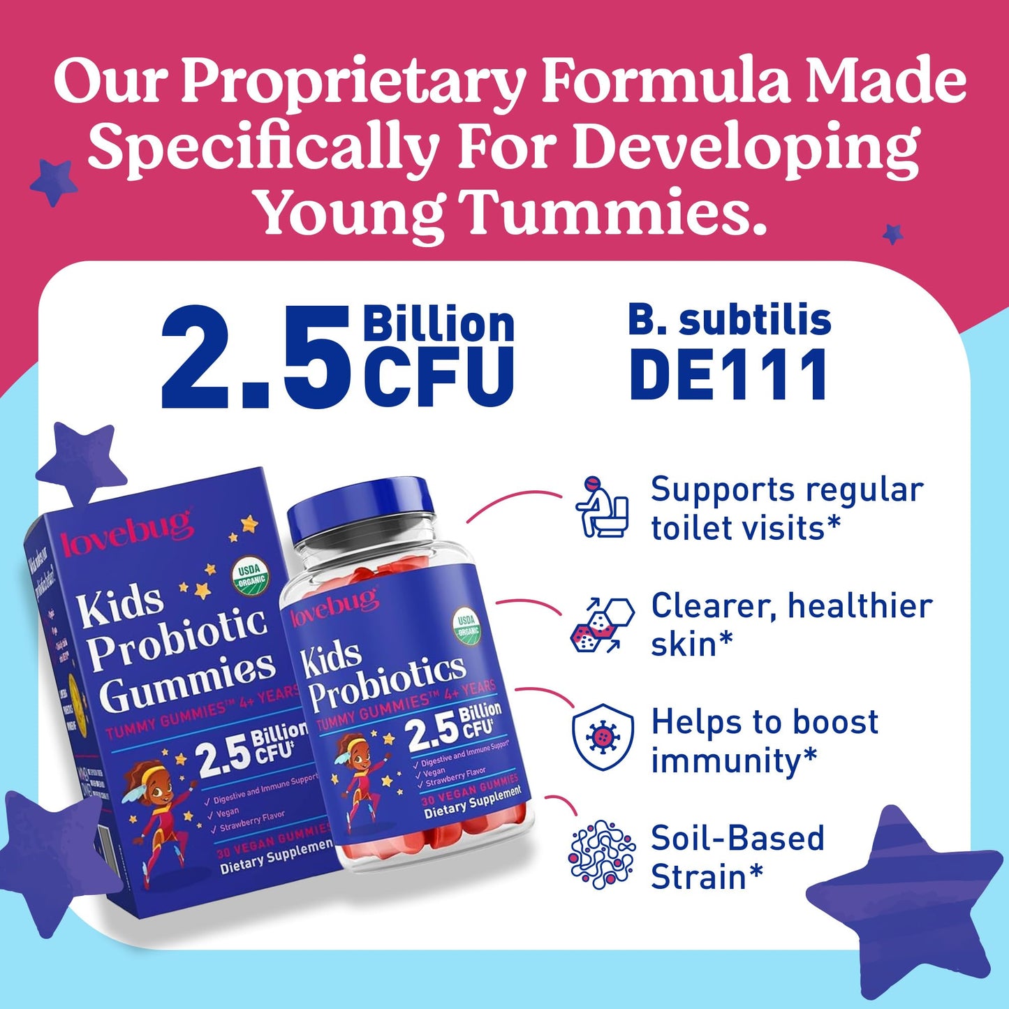 LOVEBUG Kids Probiotic Gummies Gummy 60 Count