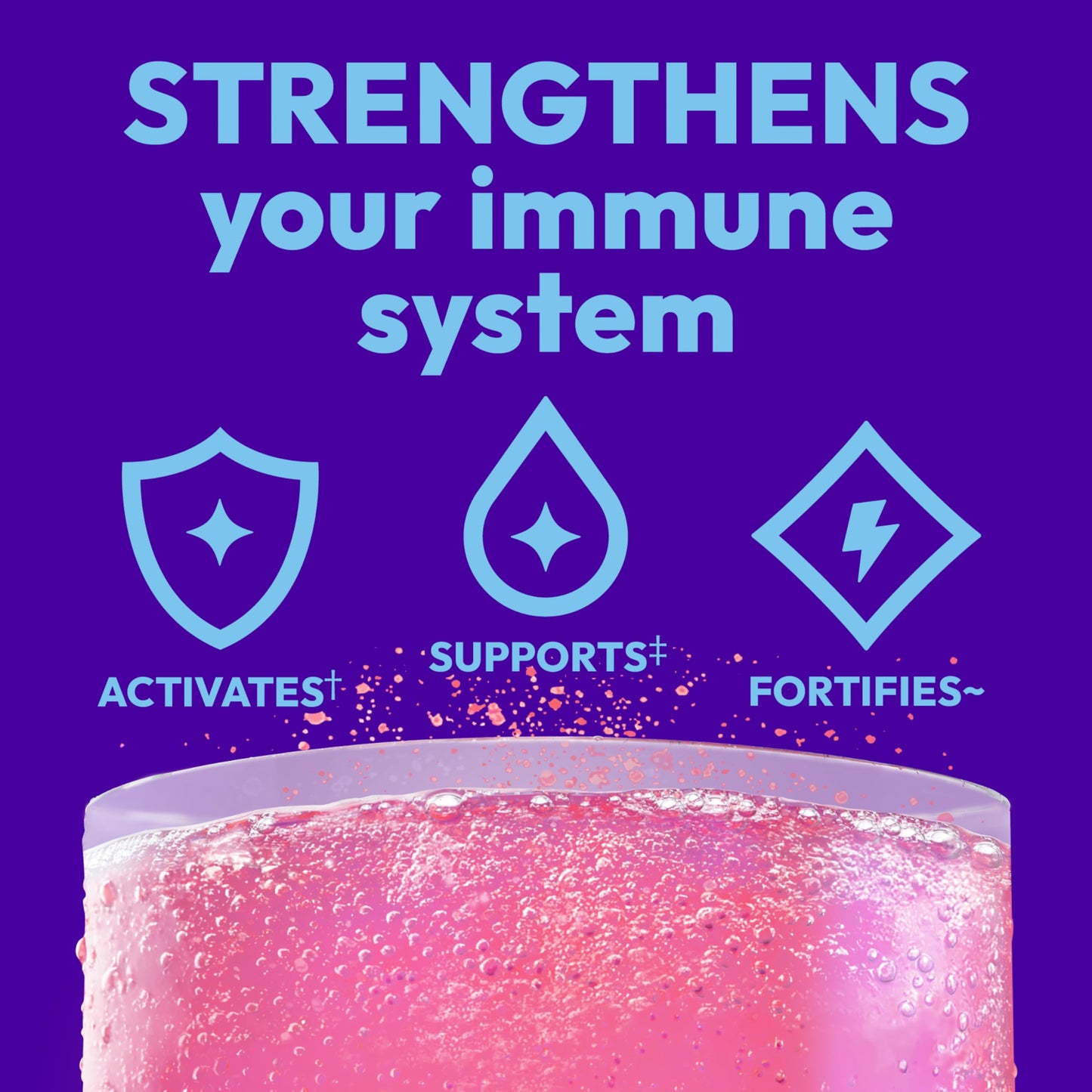 Emergen-C Immune+ Triple Action Immune Support Powder, Raspberry – 30 Count