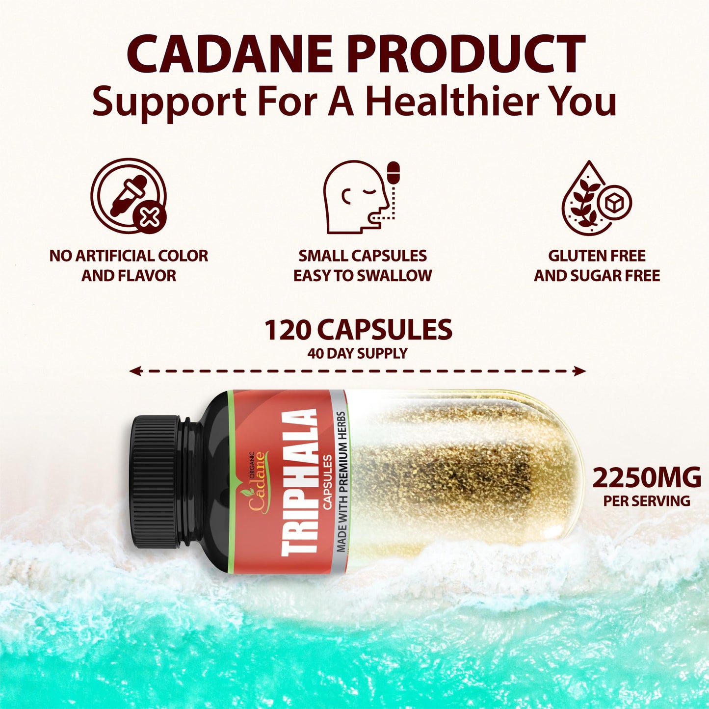 Organic Cadane Triphala 120 Capsules
