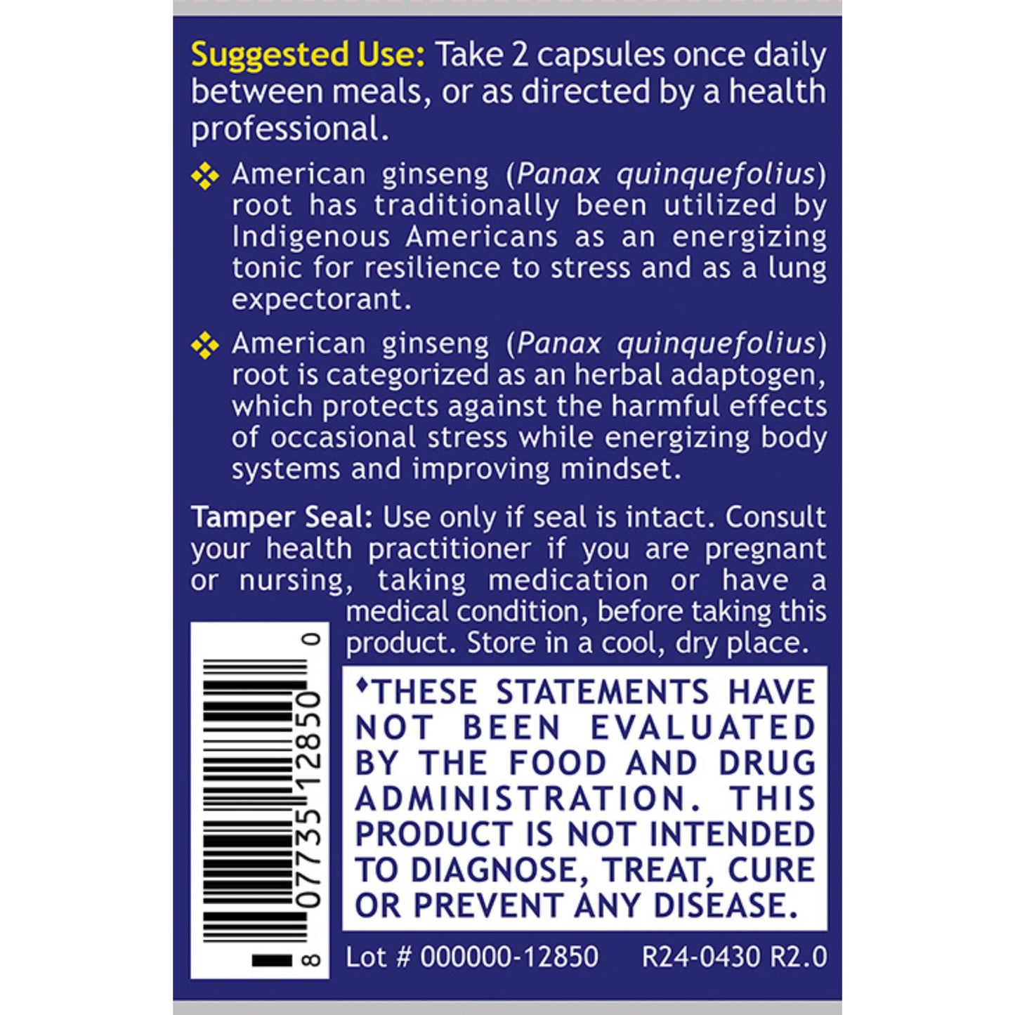Quantum Nutrition American Ginseng Supplement Capsule, 60 Count