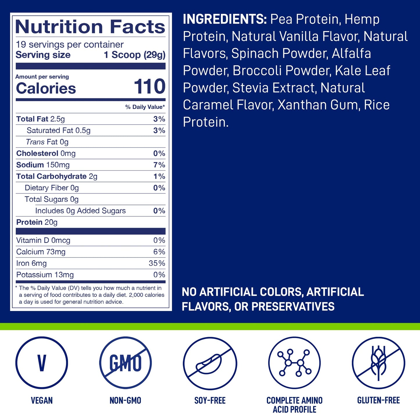 LeanFit Plant-Based Protein & Greens Natural Vanilla Tub, 19 Servings