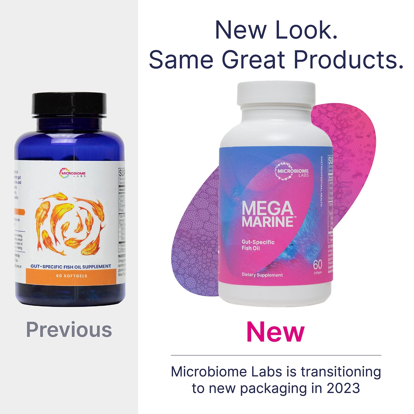 Microbiome Labs MegaMarine Omega-3 Fish Oil Softgels, 60 Count