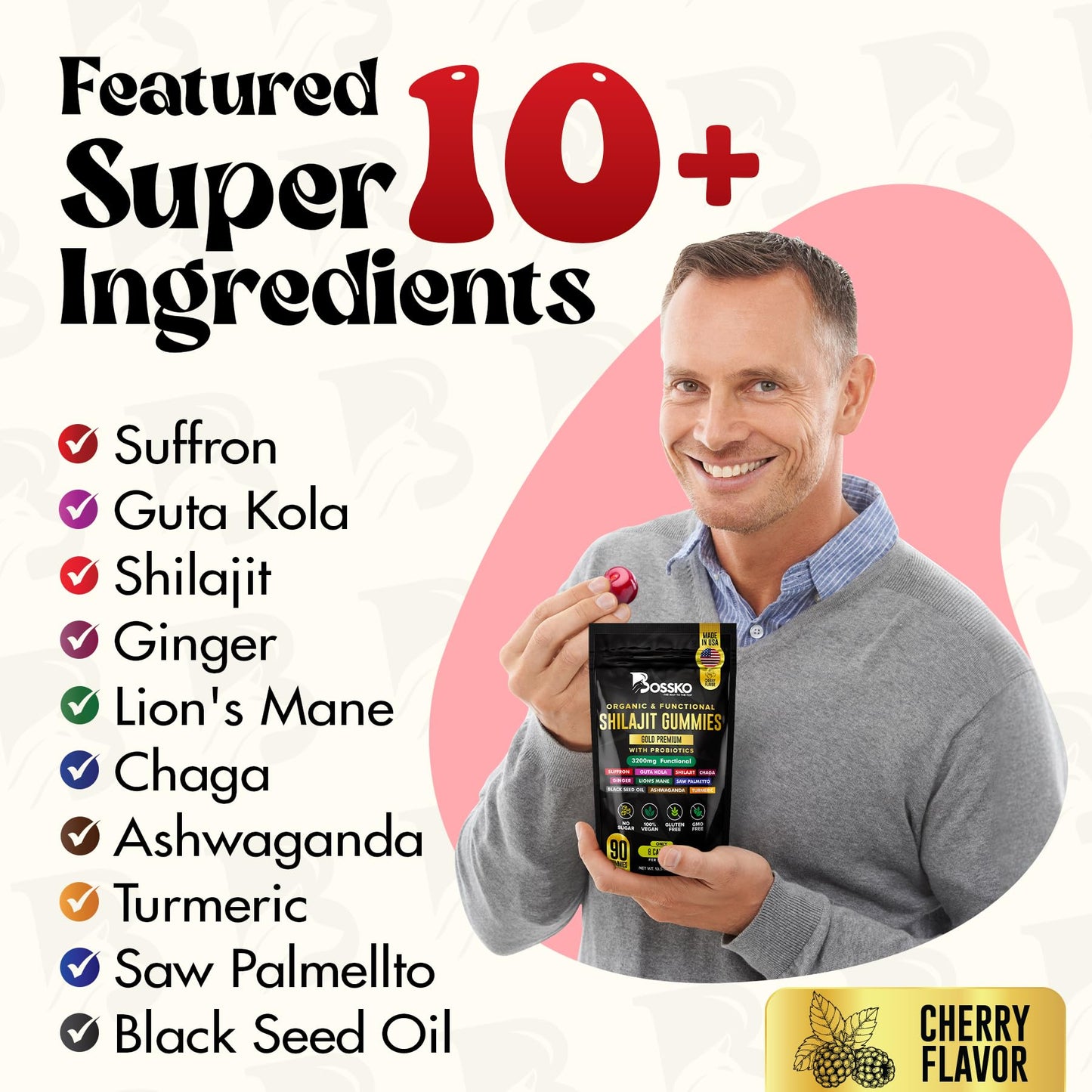 BOSSKO THE WAY TO THE TOP Shilajit Gummies 90 Count