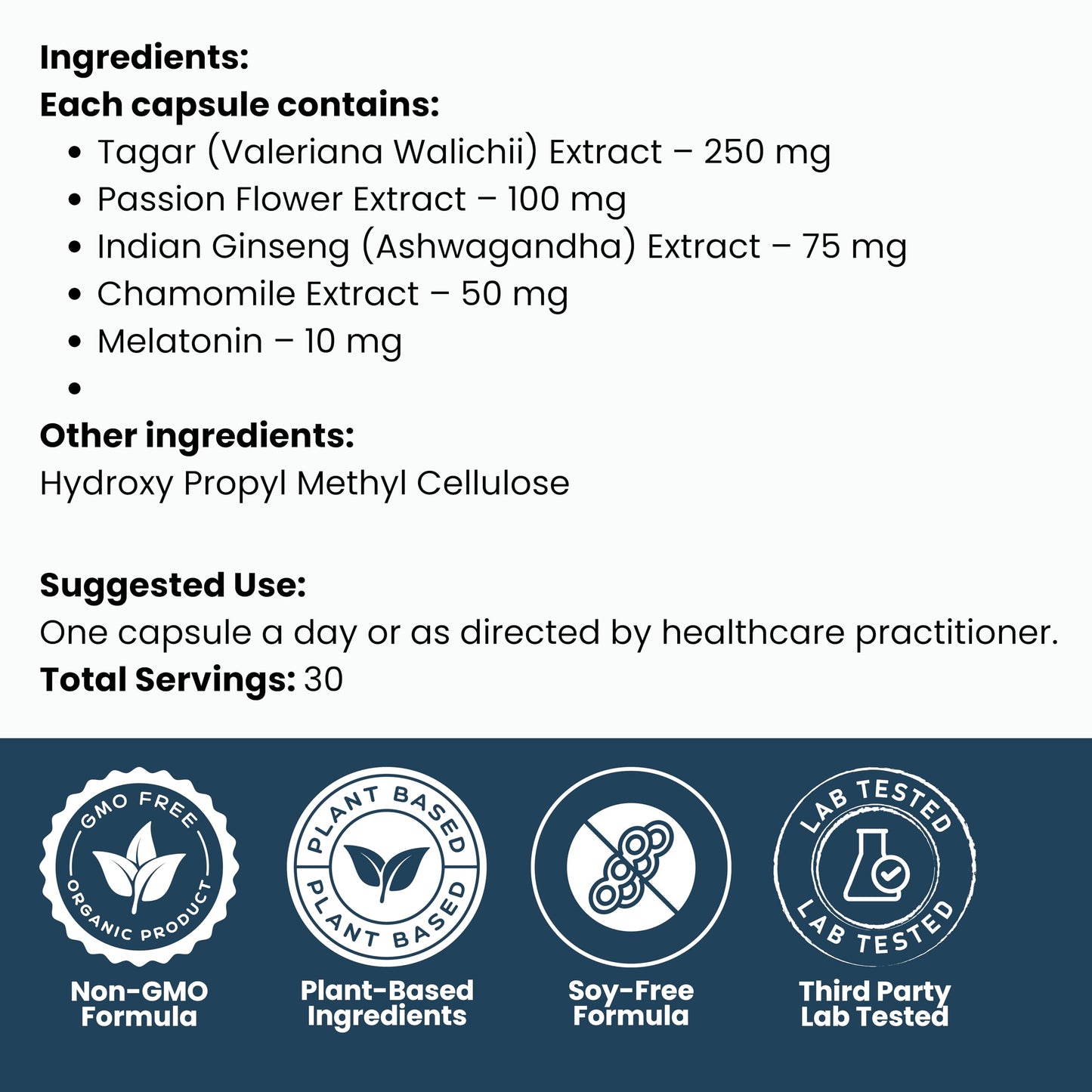WHOLESOME SCIENCE Melatonin 10 mg Capsules with Herbal Extracts for Sleep & Relaxation – Non-GMO, Vegan, Soy-Free, Third-Party Lab Tested, 30 Capsules