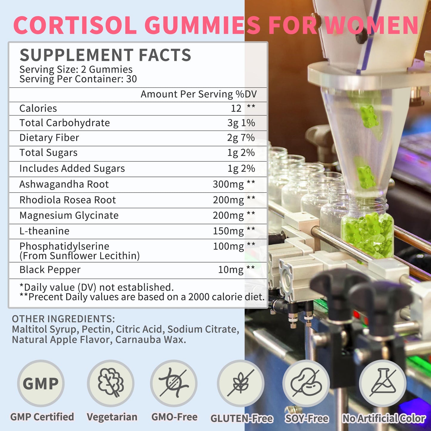 Hudetex Cortisol Gummies for Women 120 Count