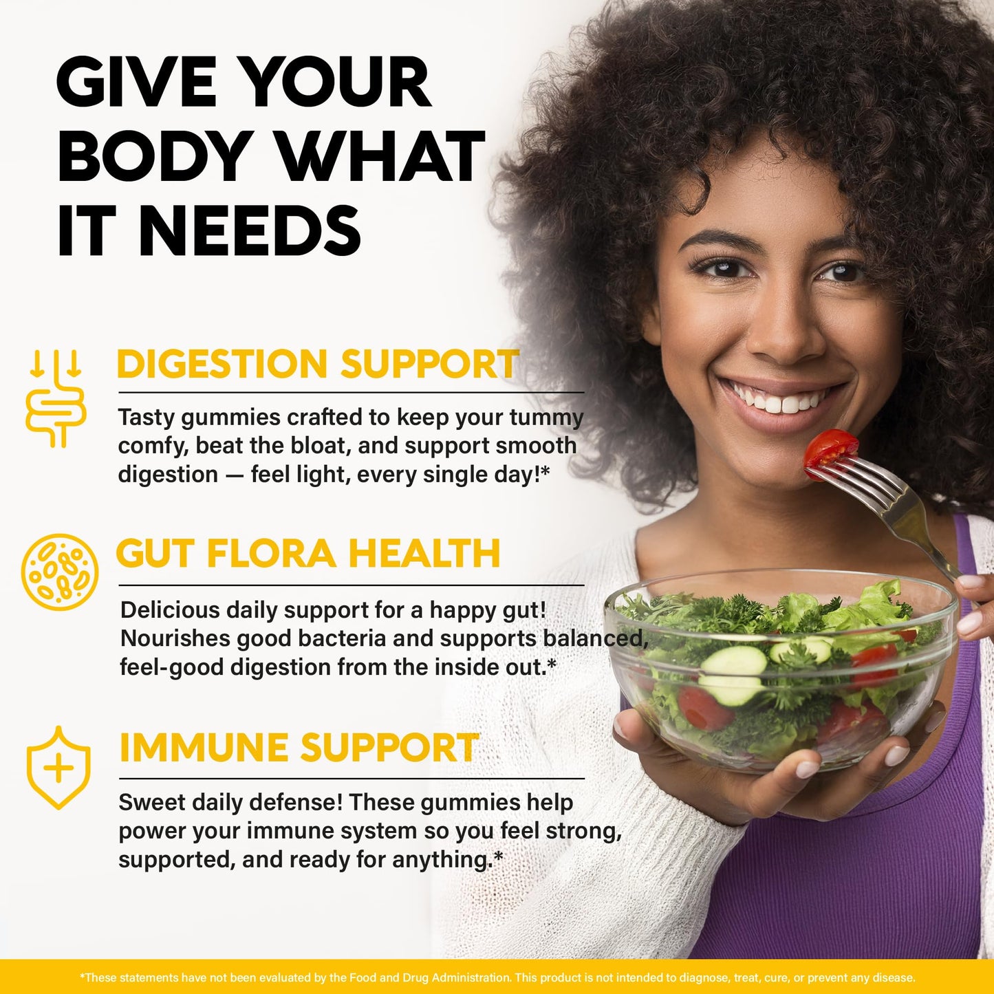 NUTRAHARMONY Probiotic Gummies 10B CFU with Prebiotic Fiber - Digestion & Immune Support - 60 Gummies