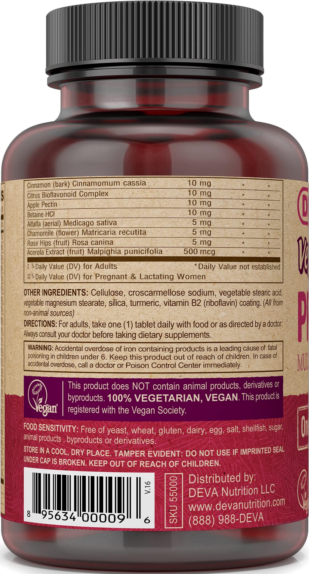 DEVA Vegan Prenatal Multivitamin and Mineral Supplement Tablets 90 Count