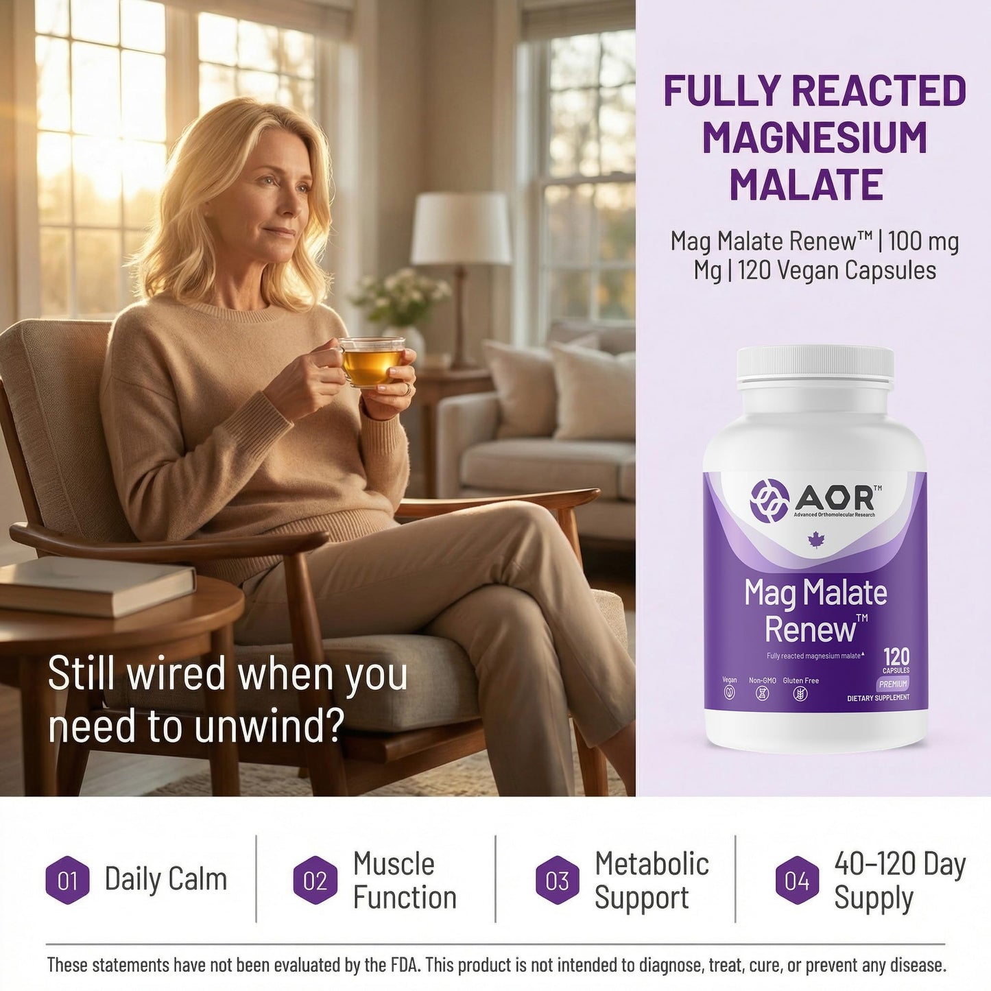 AOR Mag Malate Renew Capsules 120