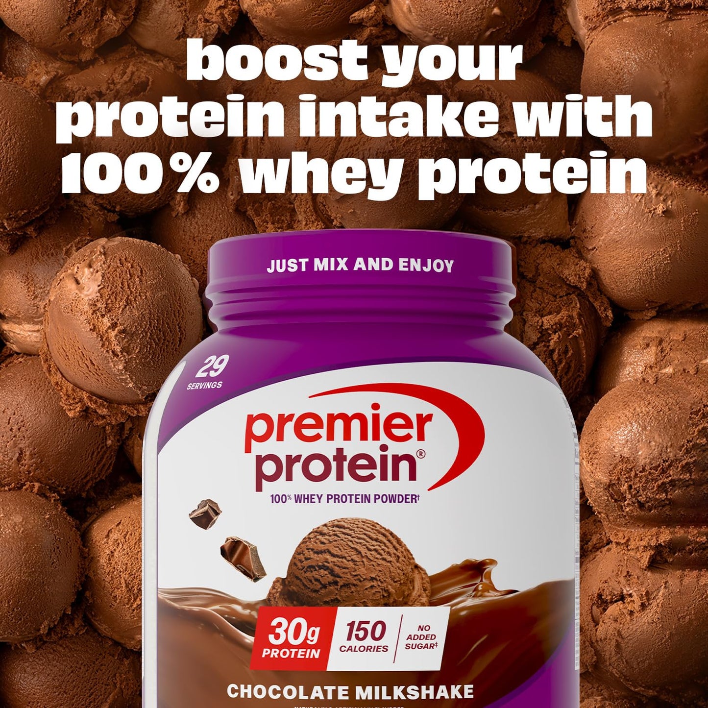 Premier Protein Powder, Chocolate Milkshake, 30g Protein, 1g Sugar, No Soy, Gluten Free, 41.9oz (29 Servings)