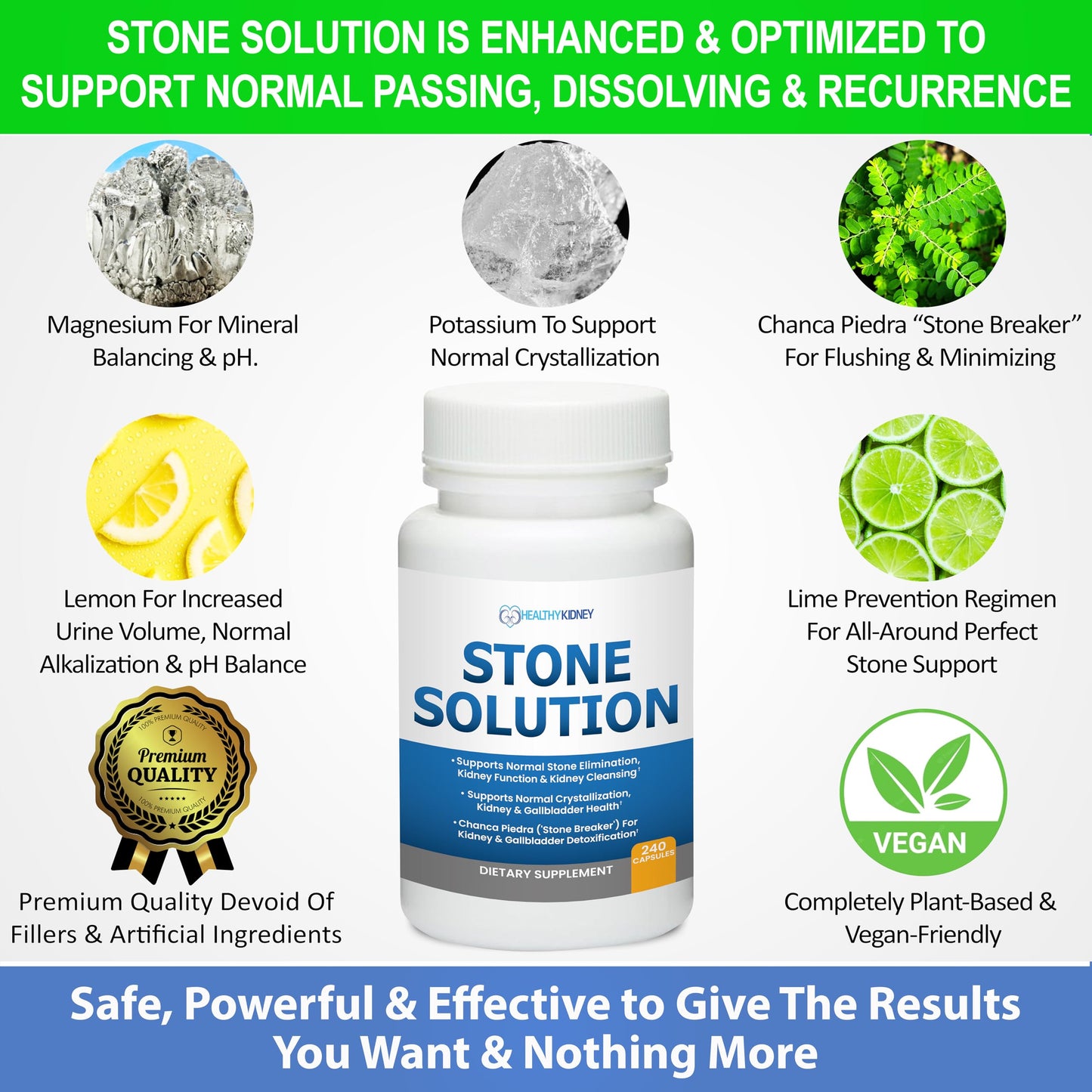 Kidney Restore Stone Solution Capsules and Sodium Bicarbonate 650mg Capsules Delayed Release, 60 Servings and 120 Pills