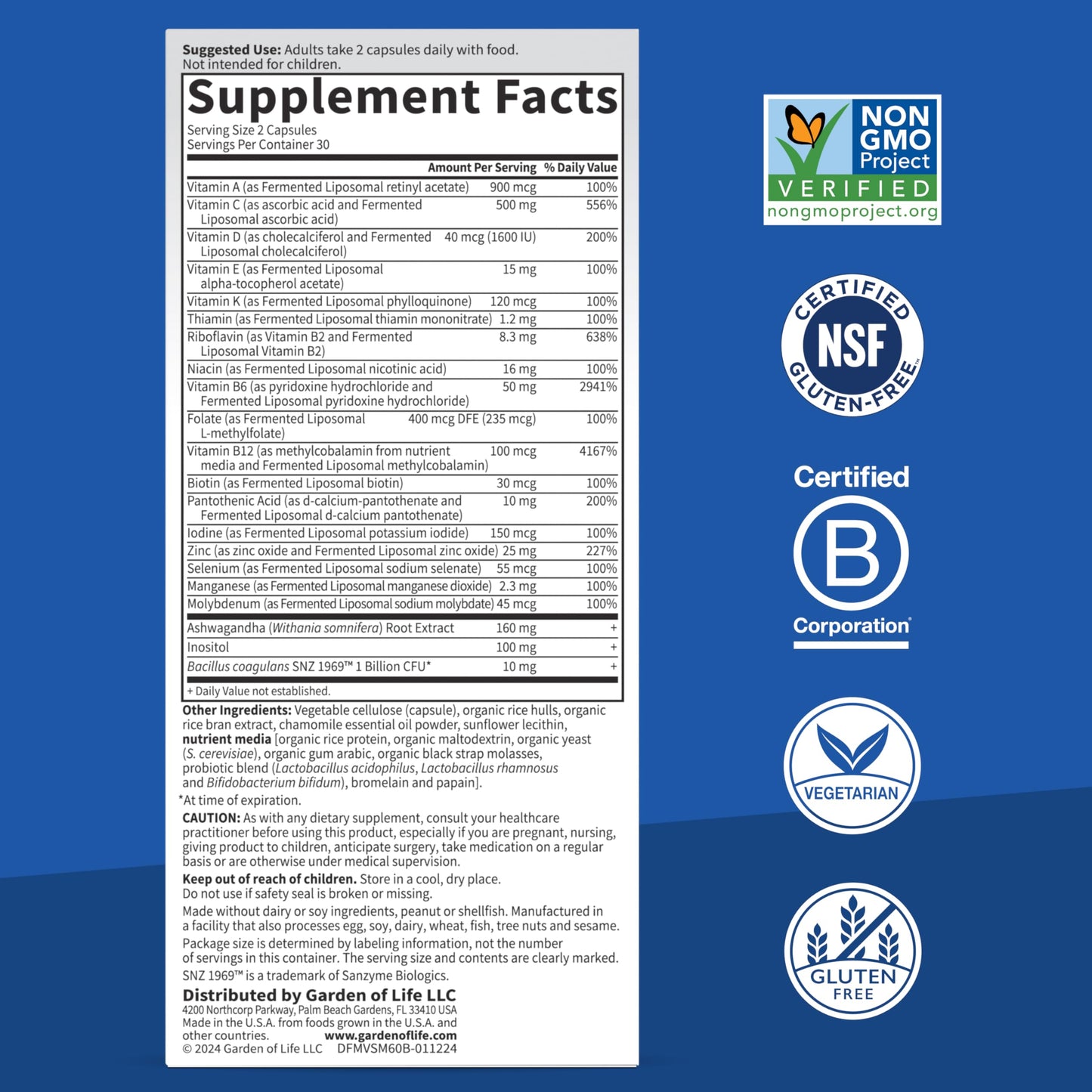 Garden of Life Dr. Formulated Multi+ Stress & Mood Capsule, 60 Capsules