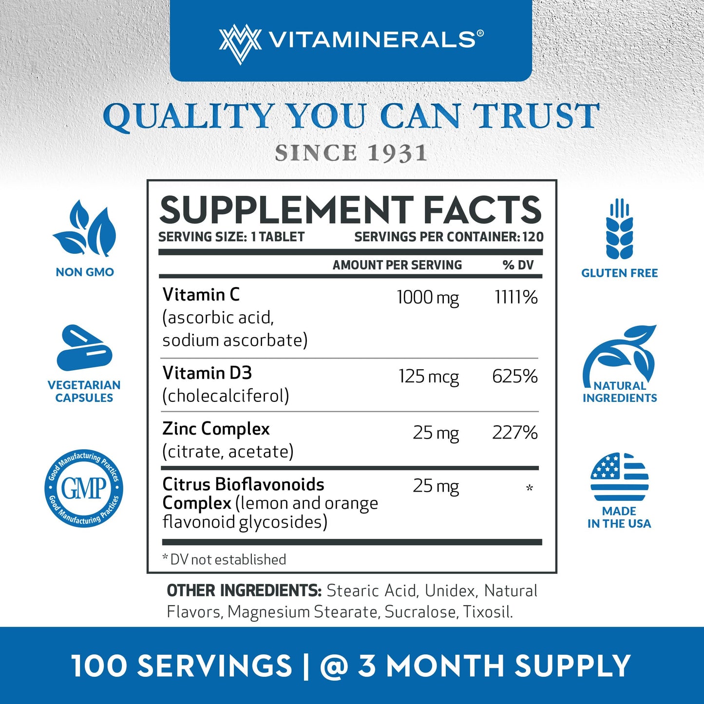 Vitaminerals 106 Z D C Tablets, 120 Count