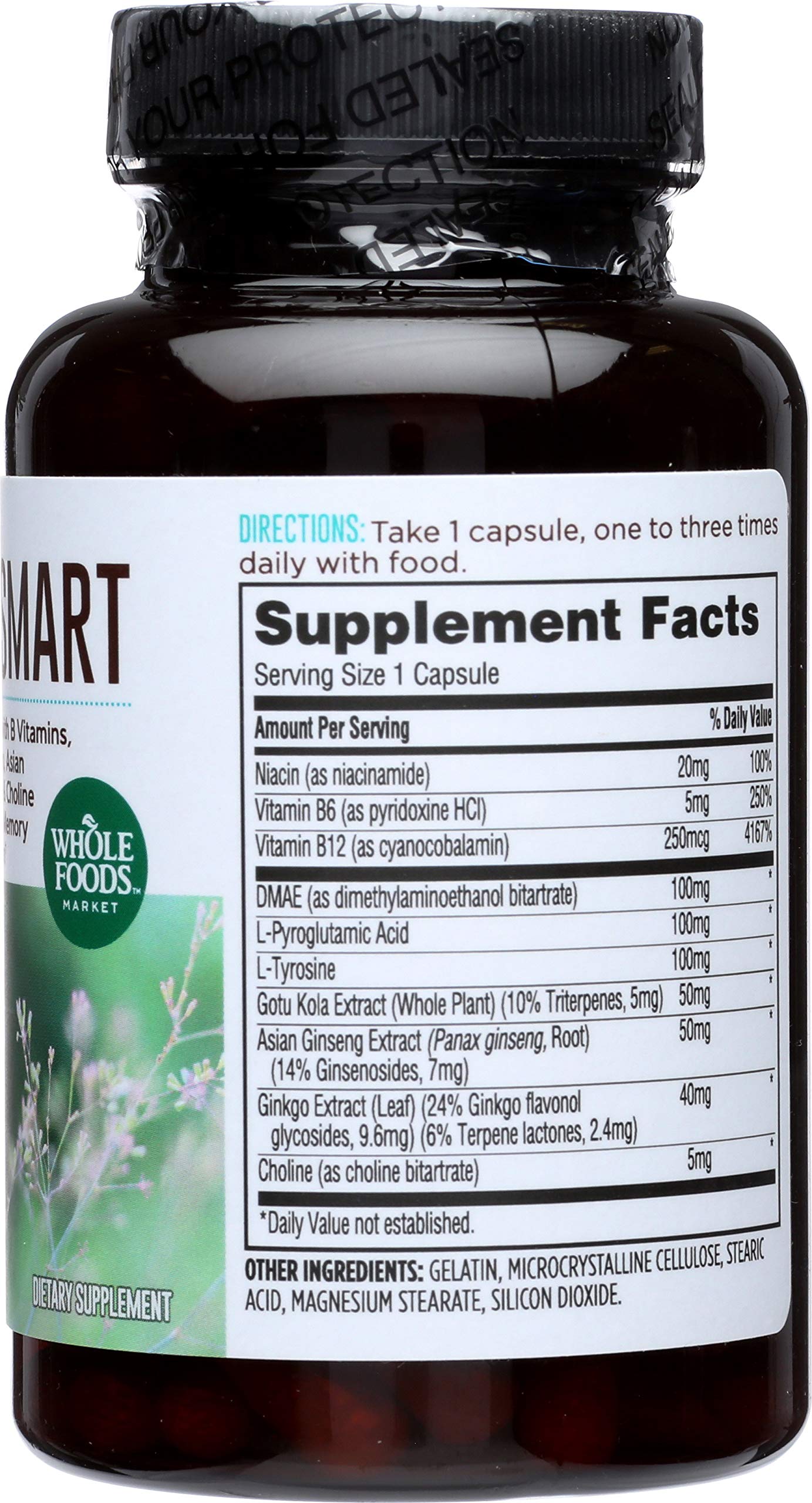 365 by Whole Foods Market Think Smart with B Vitamins, Amino Acids, Ginkgo, Asian Ginseng, Gotu Kola, & Choline Capsules 120