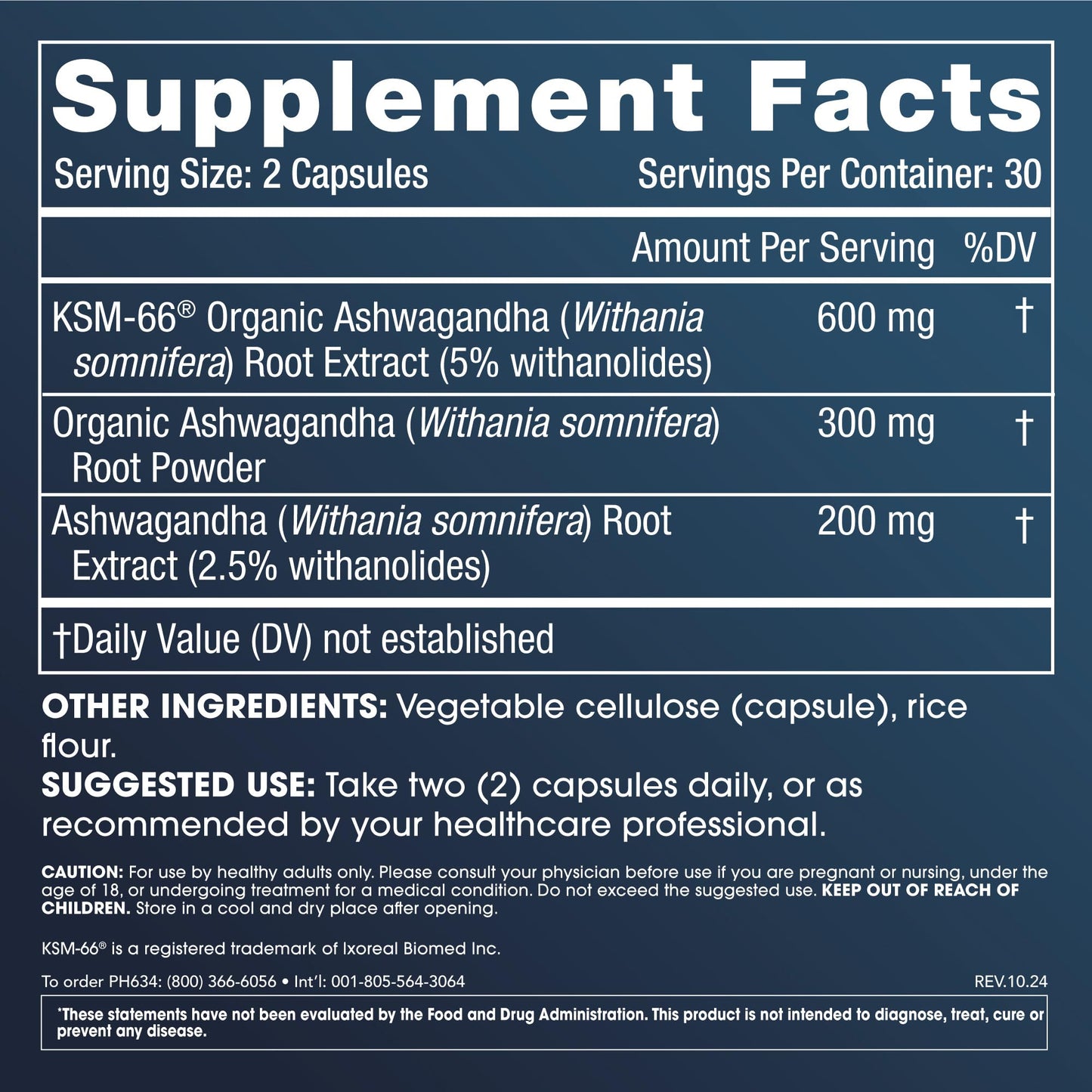 ProHealth Ashwagandha Supplement Capsules, 120 Count