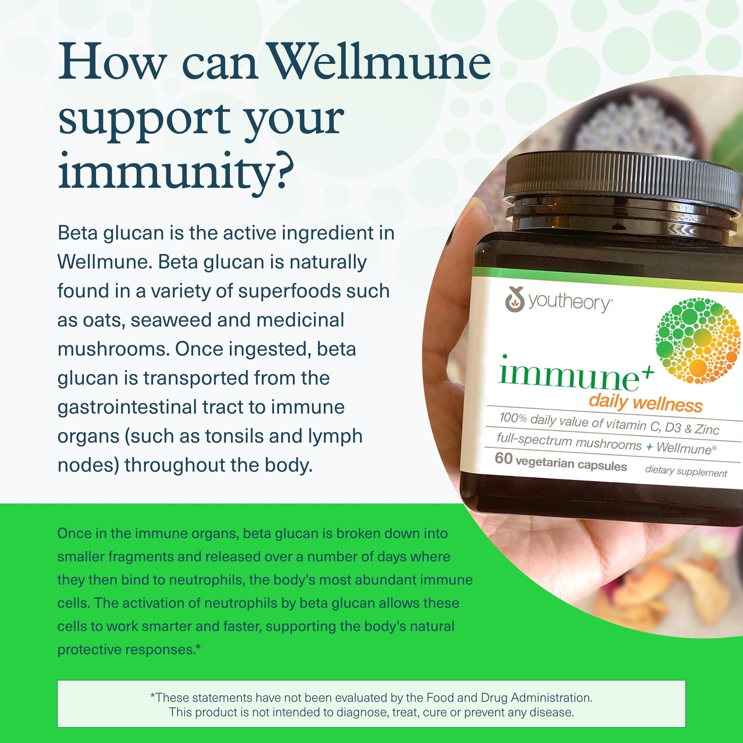 Youtheory Immune+ Daily Wellness, 60 Vegetarian Capsules