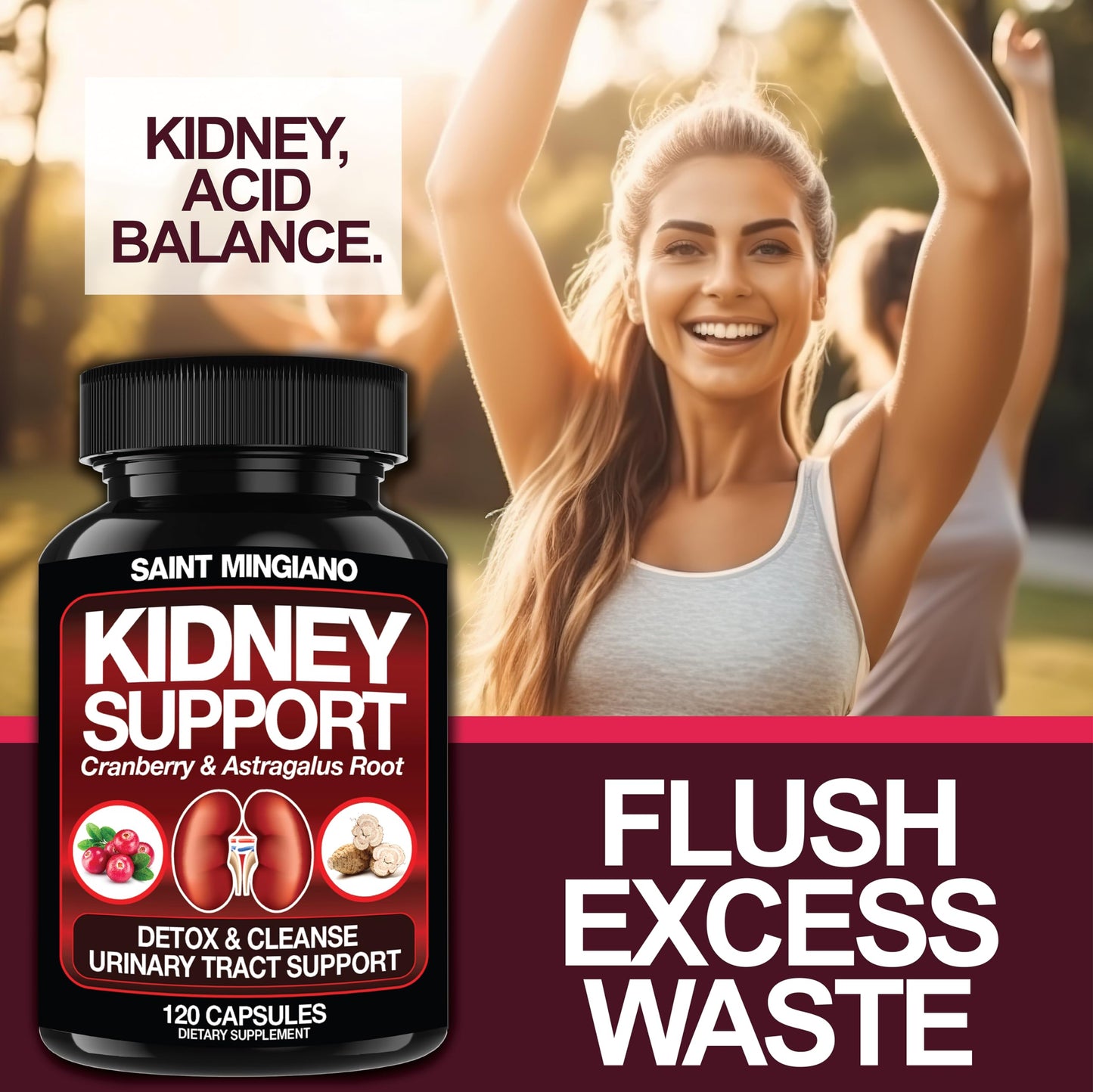 Saint Mingiano Kidney Support Cleanse Detox & Repair with Aloe Vera Capsules, 210 Capsules