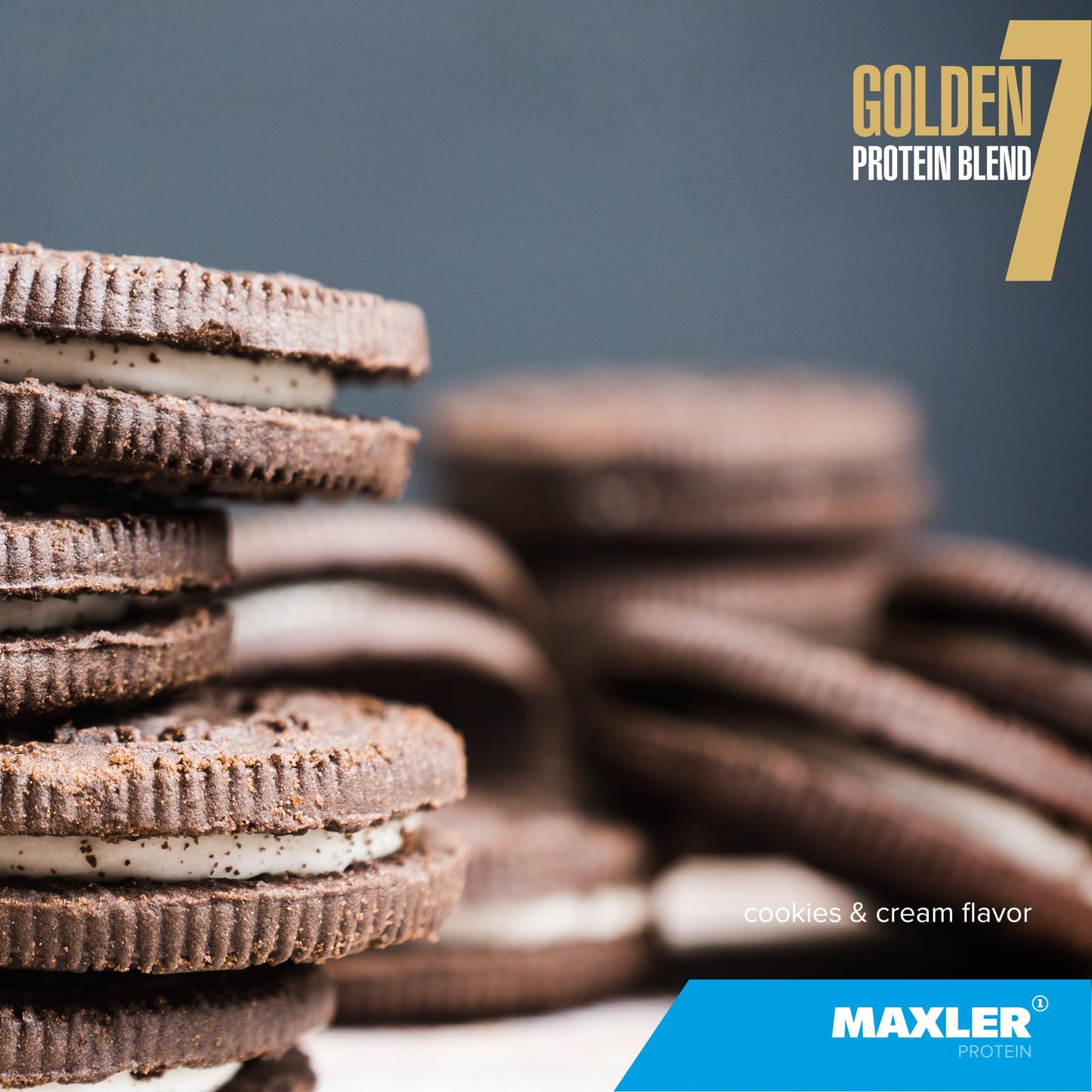 Maxler Golden 7 Protein Blend Cookies and Cream Protein Powder, 5 lb, 80 Servings