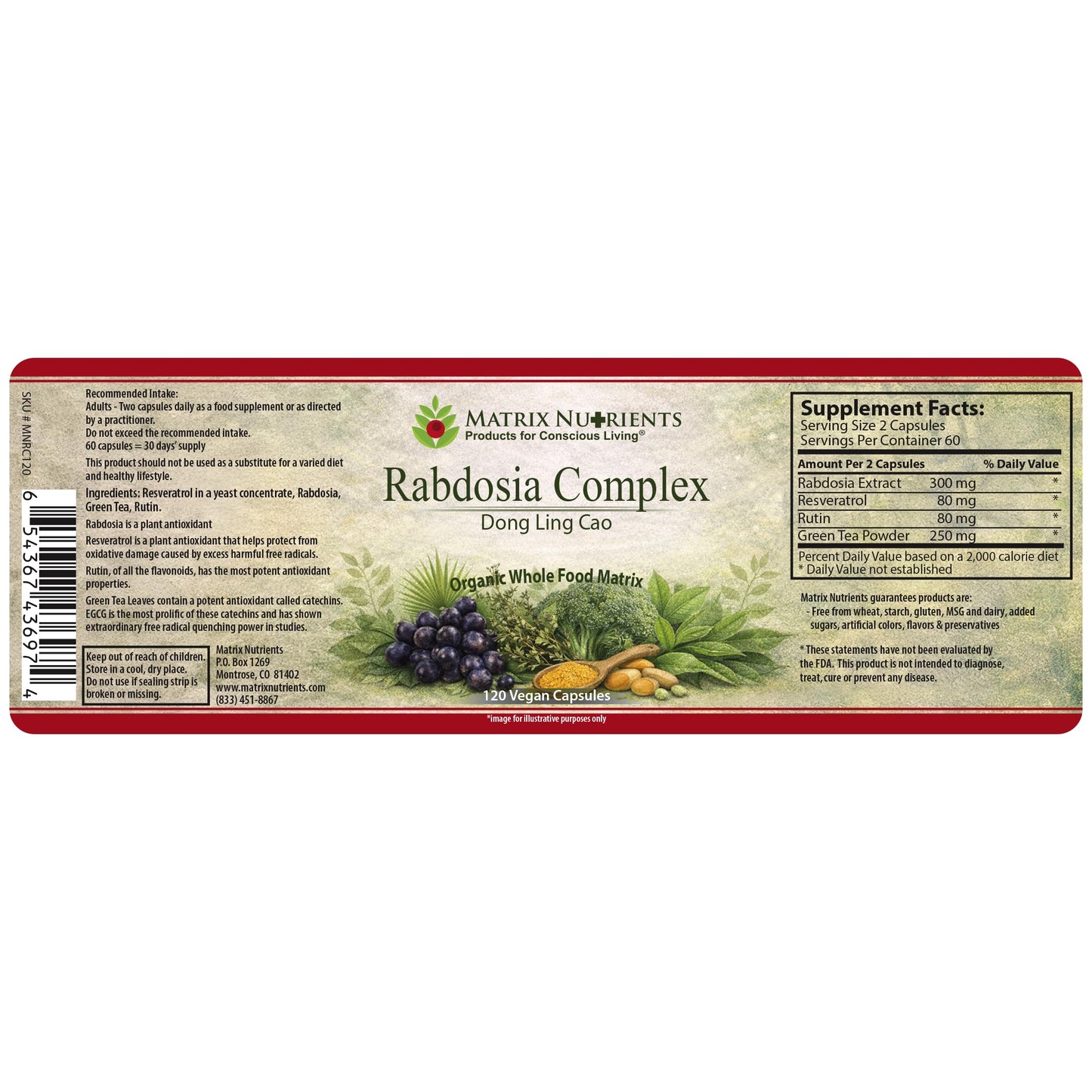 Matrix Nutrients Rabdosia Complex Capsules 120ct