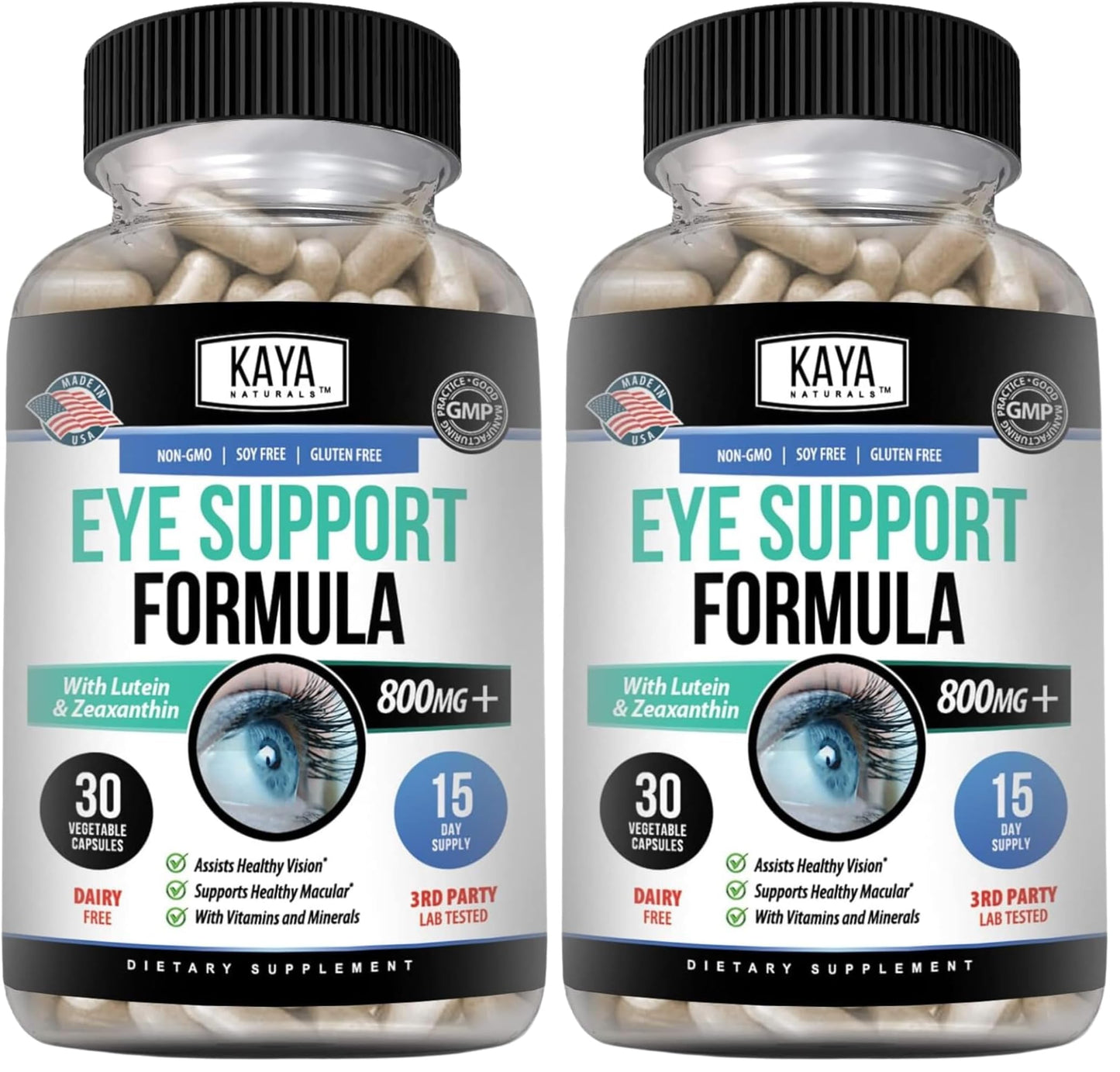 Kaya Naturals Eye Health Supplement Lutein and Zeaxanthin Vision Health Eye Strain Support Capsule 60 Capsules