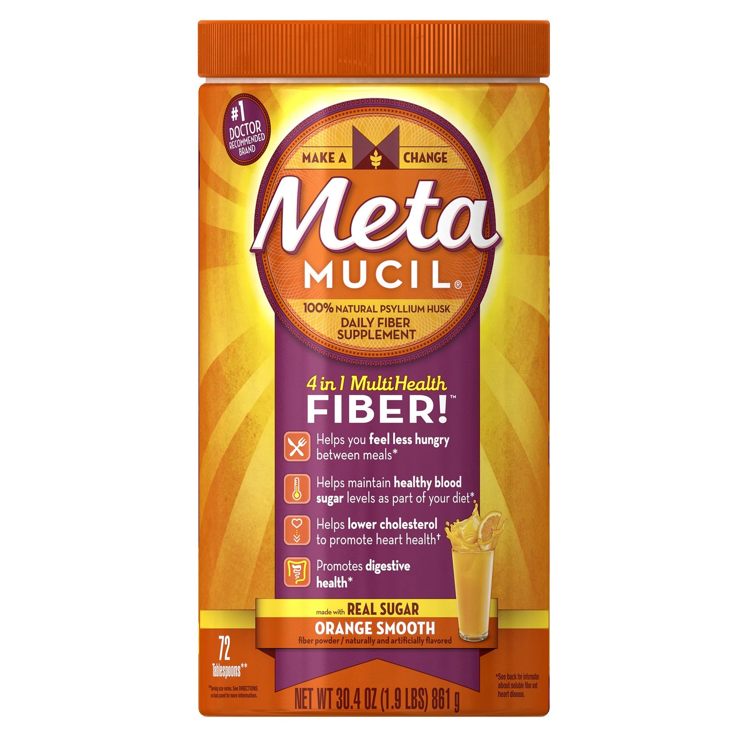 Metamucil Psyllium Fiber Supplement Powder 72 Doses