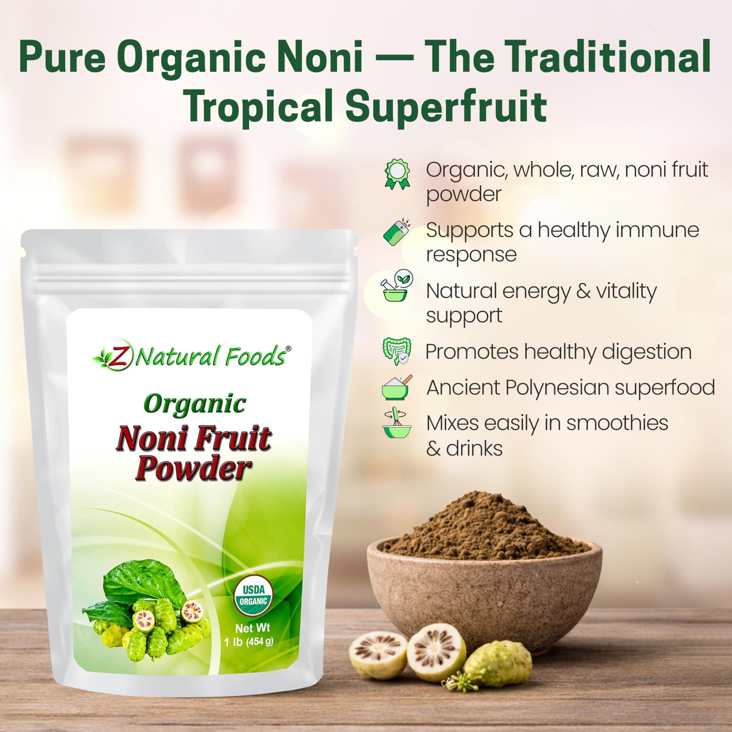 Z Natural Foods Noni Fruit Powder, 16 Ounce