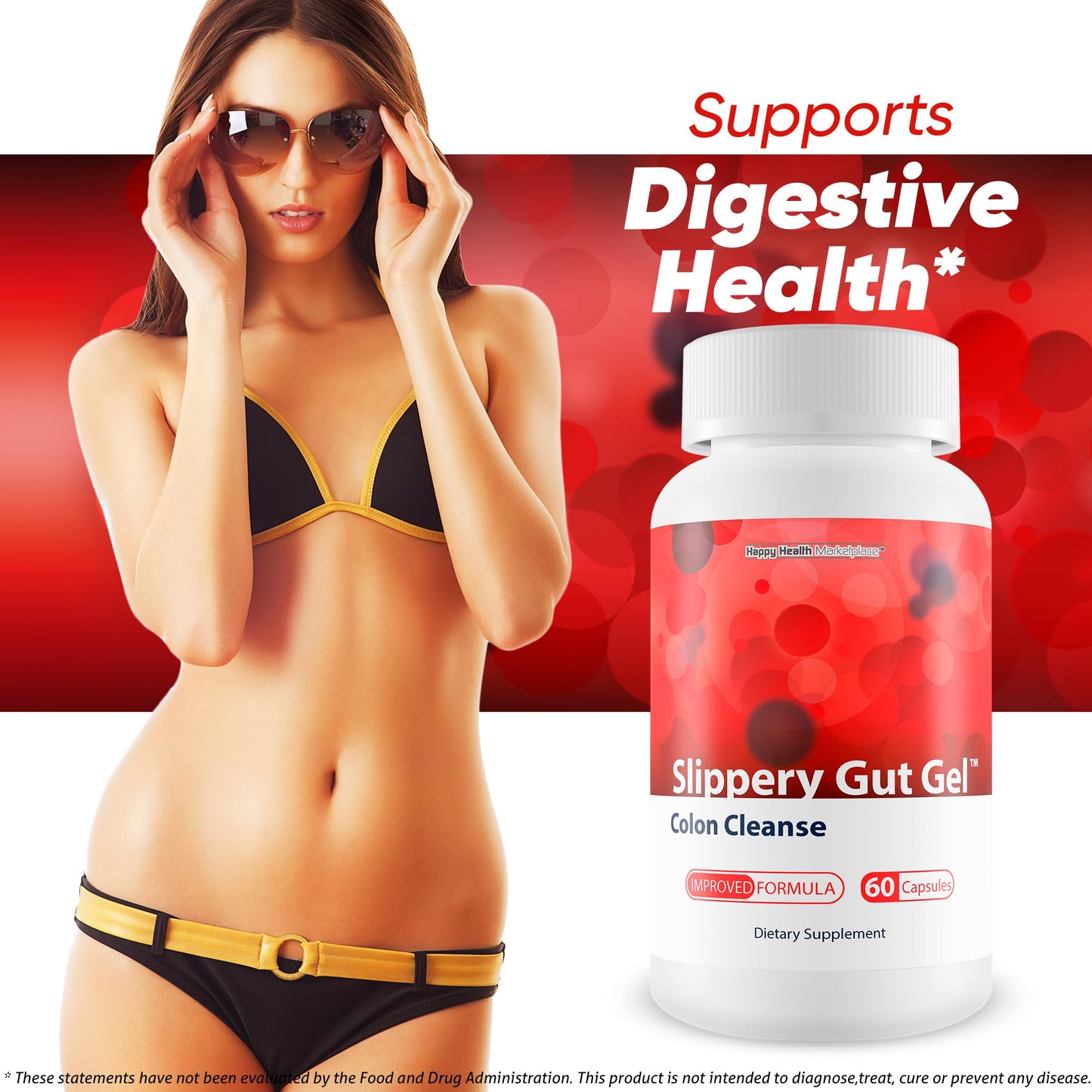 Happy Health Marketplace Slippery Gut Gel Colon Cleanse Capsules 60 Count